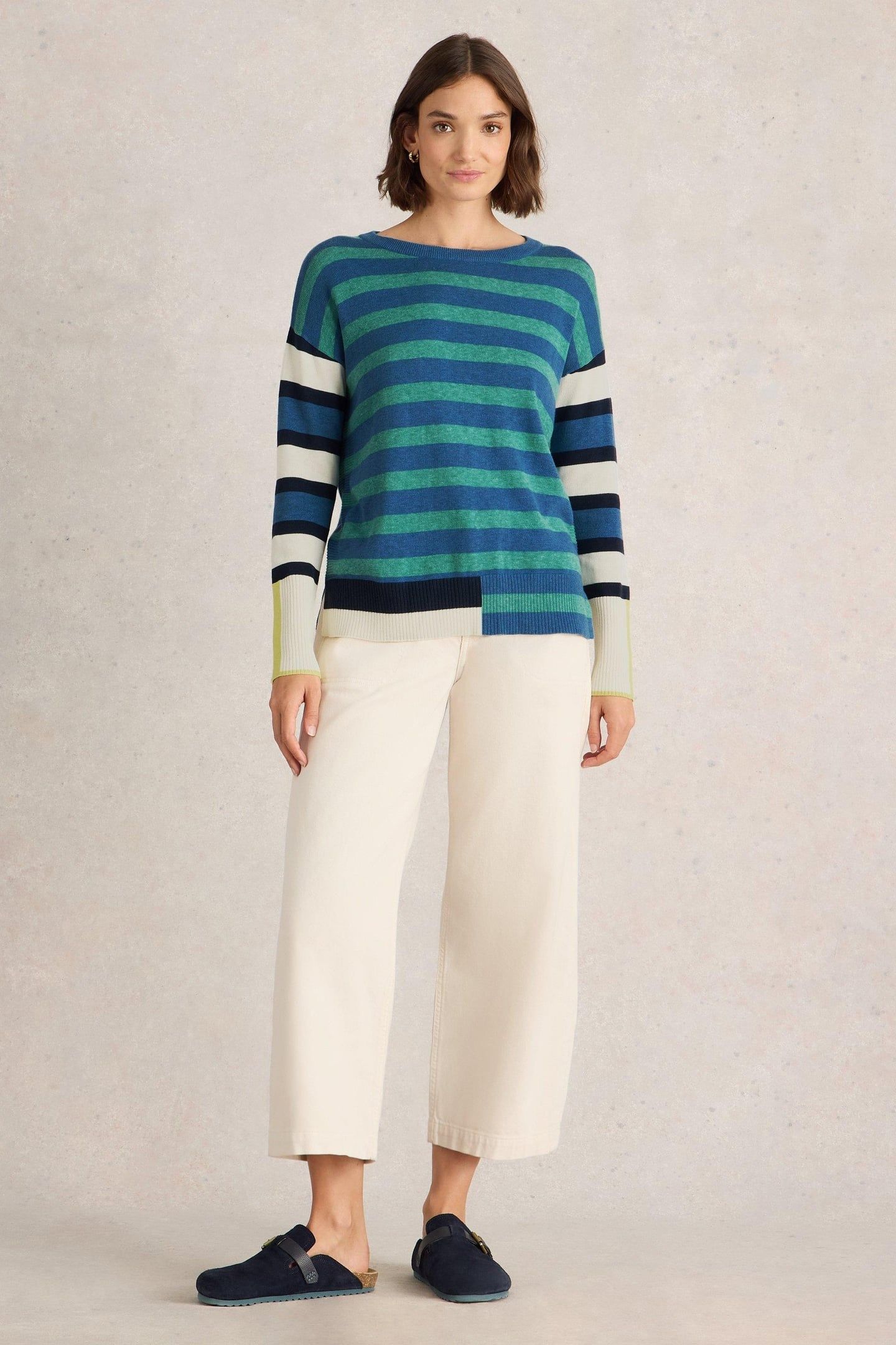 OLIVE STRIPE JUMPER BLUE MULTI 1