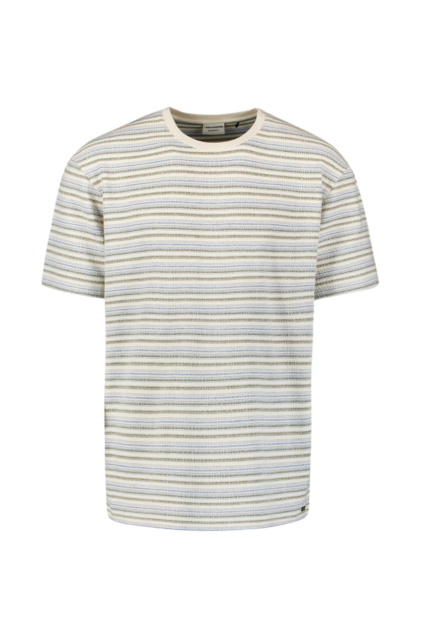 T-SHIRT CREWNECK MULTI COLOURED JACQUARD SLUB STRIPE DEEP BL 4