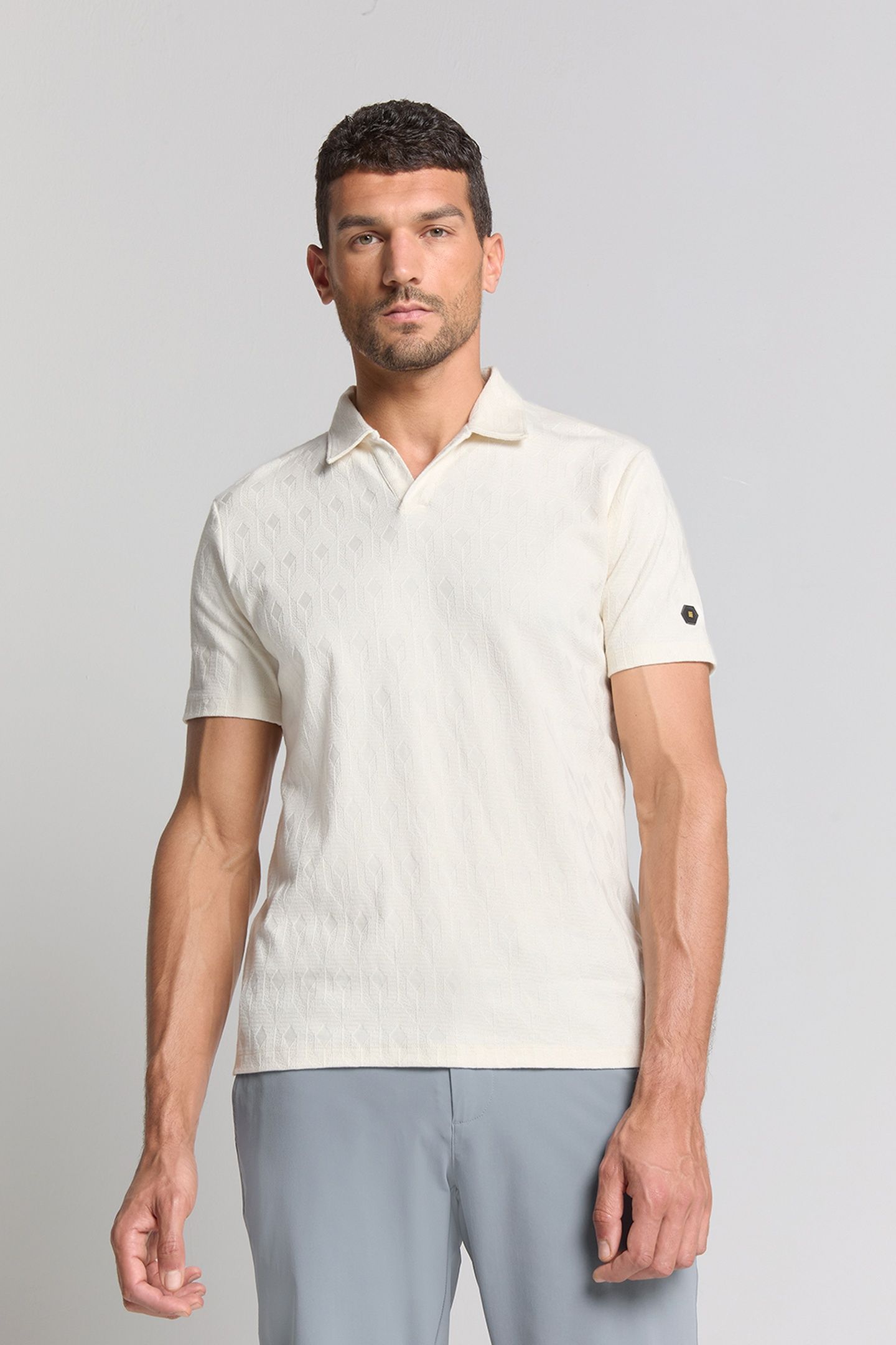 POLO V SOLID TERRY JACQUARD OFFWHITE 1