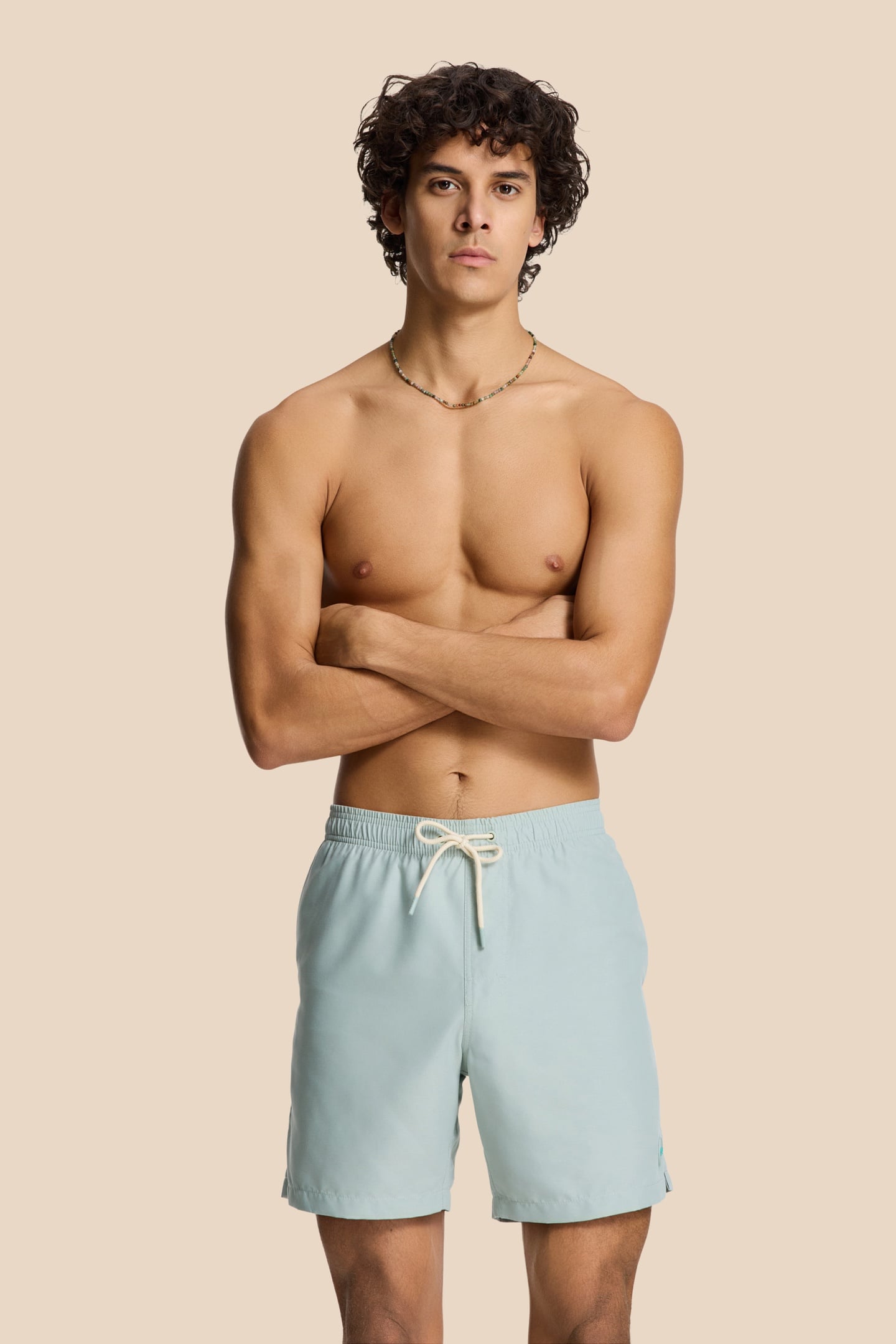 MEN MIKE SWIM SHORTS 7 INCH SOLID GREEN SEAFOAM 4