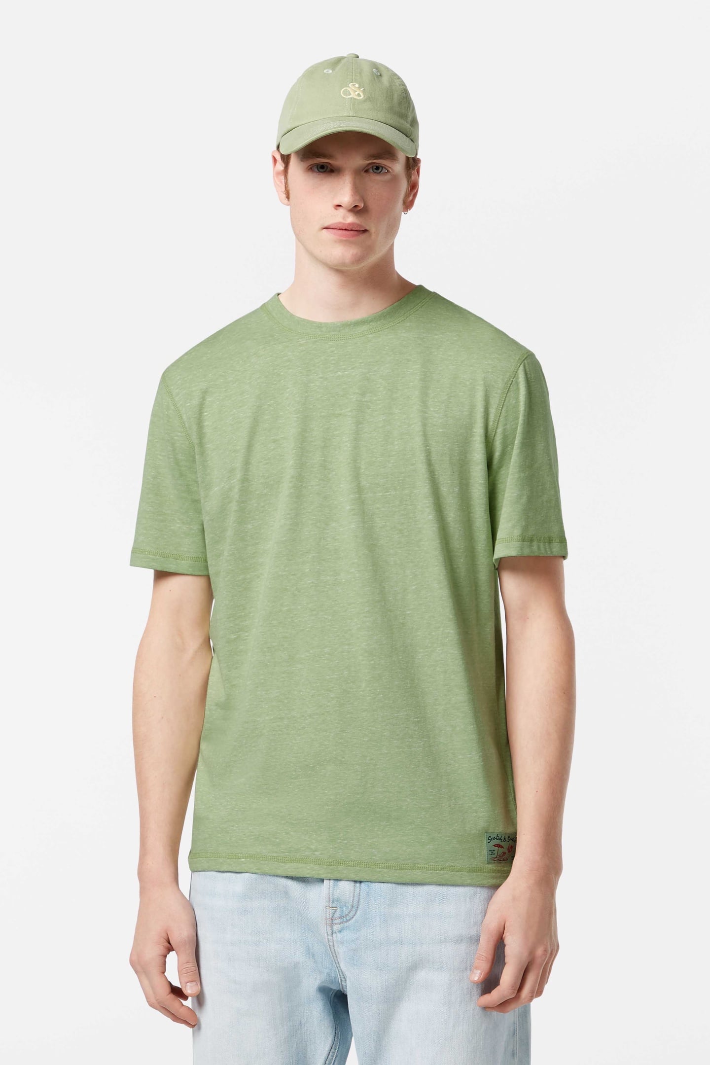 REGULAR FIT MELANGE T-SHIRT PISTACHIO MELANGE 1