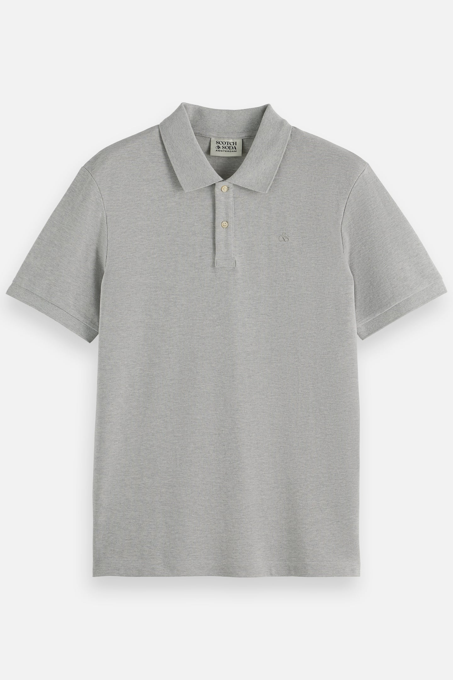 NOS CHEST LOGO REGULAR-FIT PIQUE POLO GREY MELANGE 4