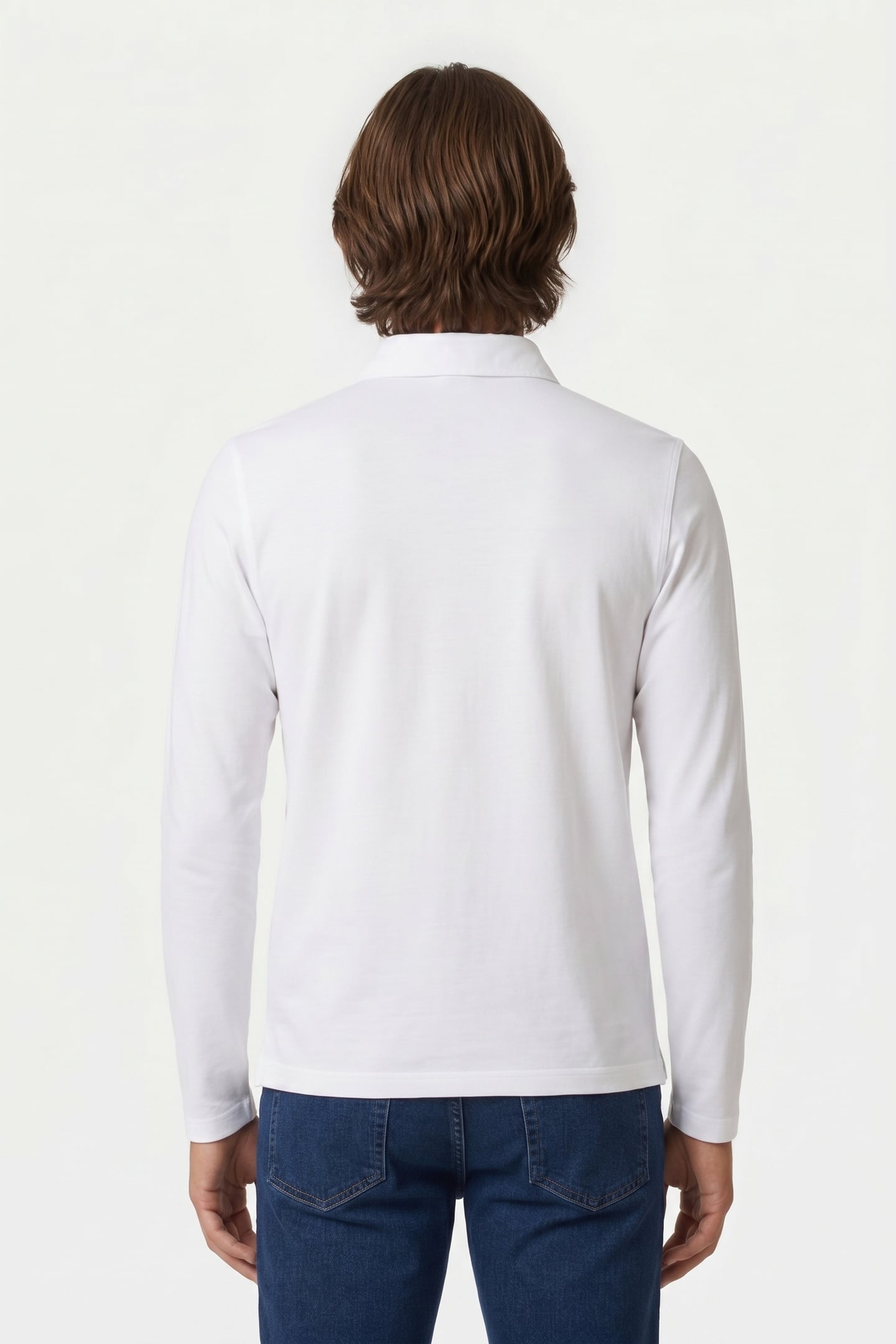KNIT LONG SLEEVE POLOS WHITE 2