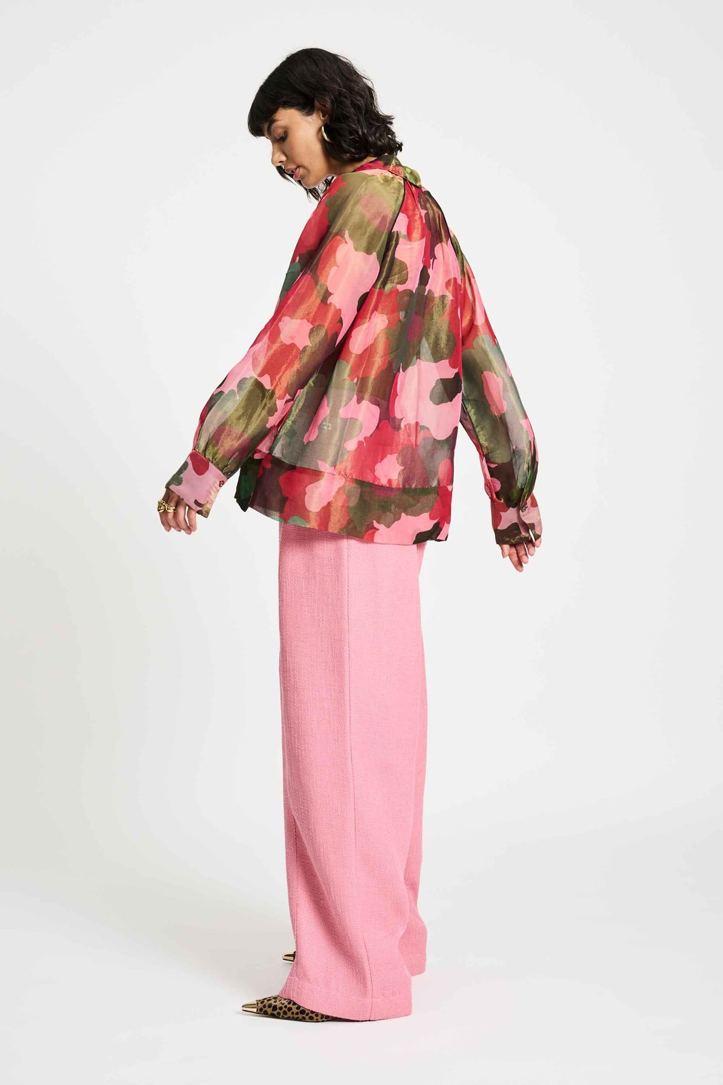 BLOUSE - ABSTRACT FLOWER SHIMMER MULTI COLOUR 4