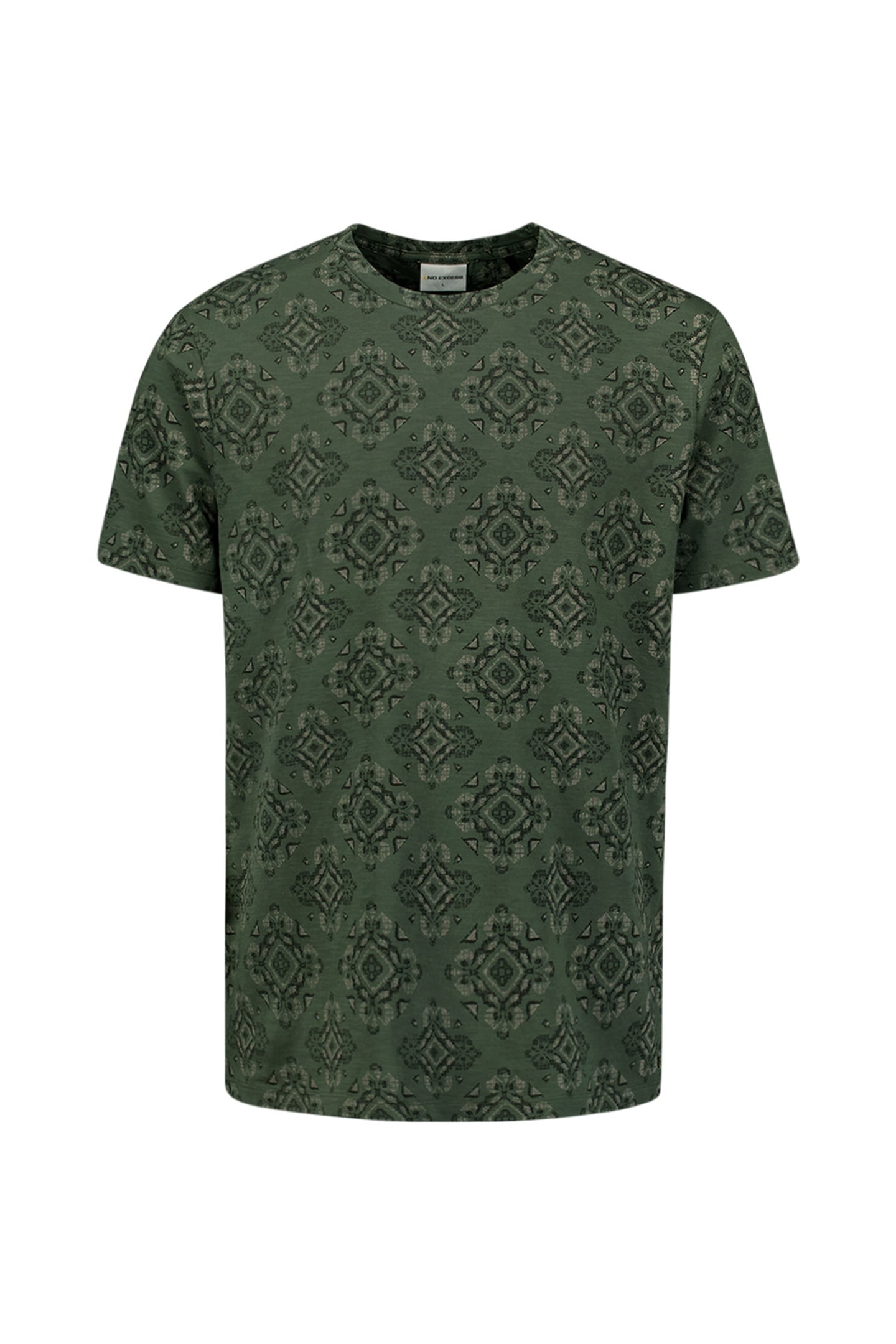 T-SHIRT CREWNECK ALLOVER PRINTED GARMENT DYED SLUB DARK GREE 5