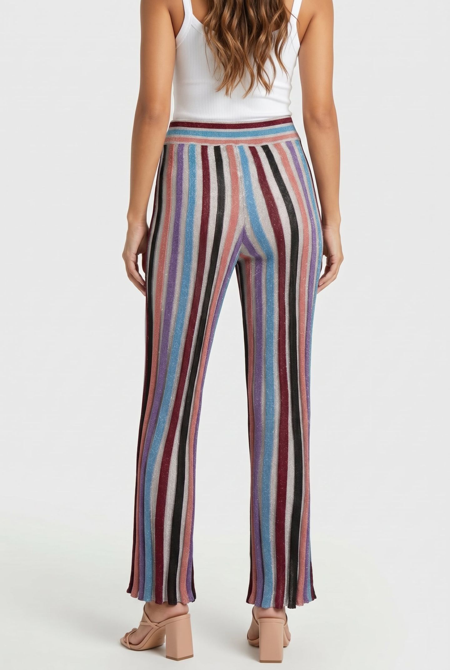 STRIPED LUREX TROUSERS WHITE 2