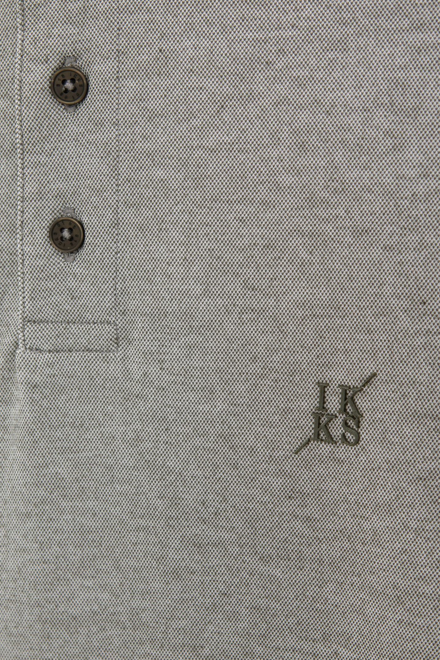 KHAKI MARL POLO SHIRT WITH MIXED-FABRIC COLLAR 7