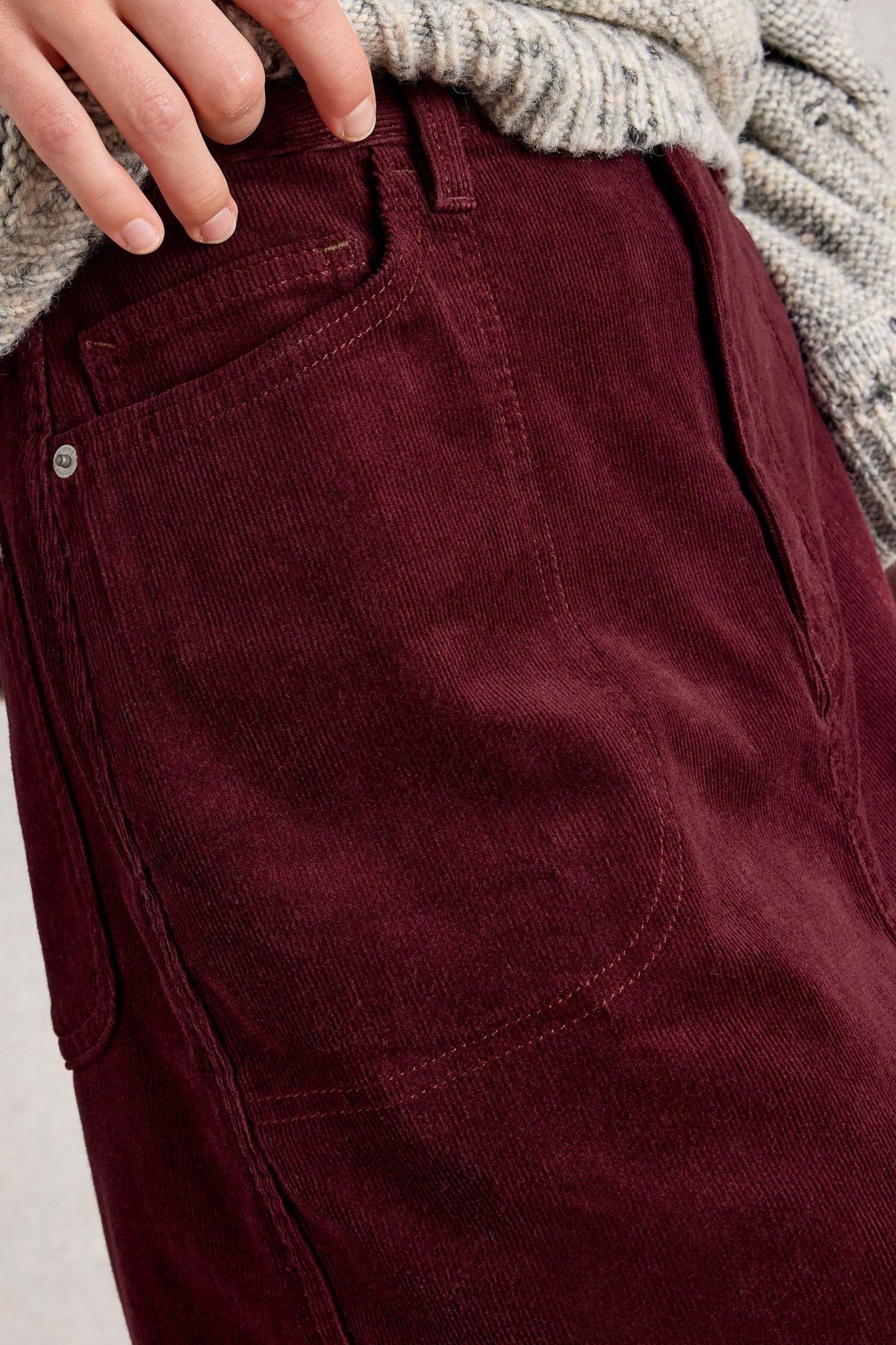 TIA CORD MIDI SKIRT DARK PLUM 6
