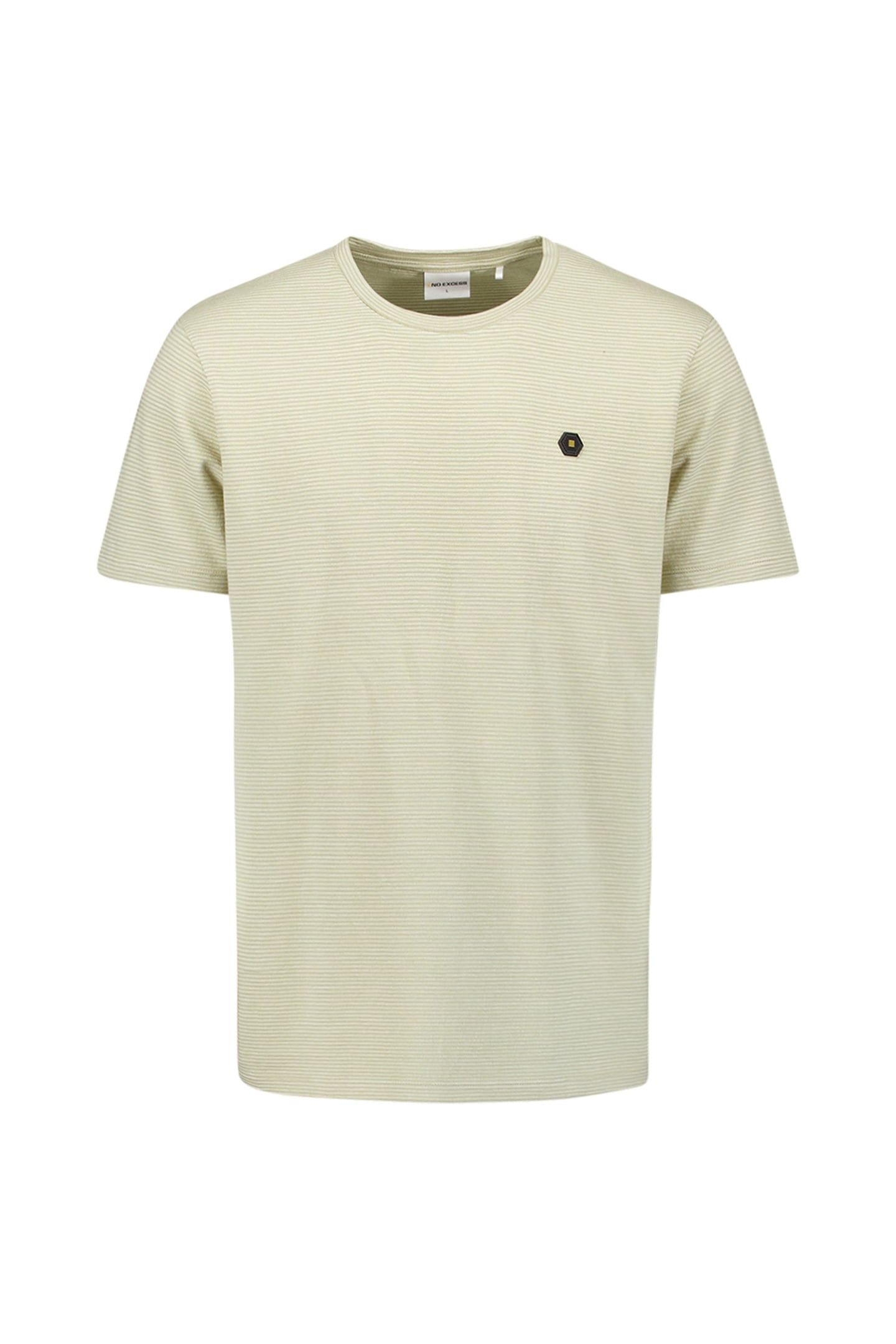 T-SHIRT CREWNECK MELANGE JACQUARD STRIPES LIGHT MOSS 4