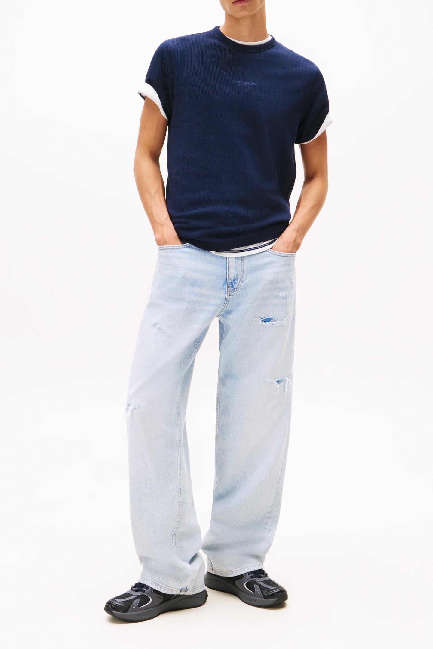 SLIM WAFFLE TEE DARK NIGHT NAVY 3