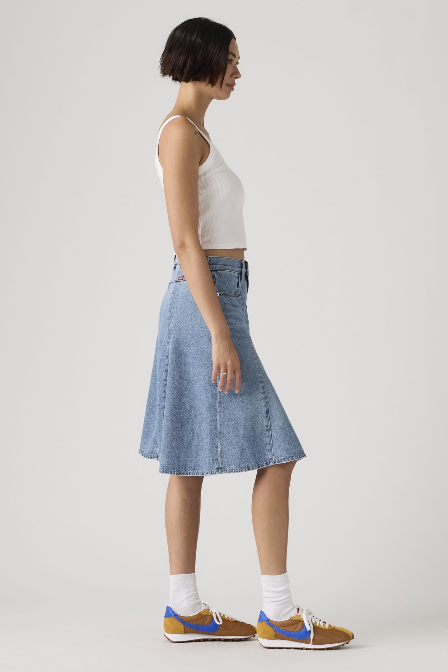 GODET KNEE LENGTH LIGHTWEIGHT SKIRT 3