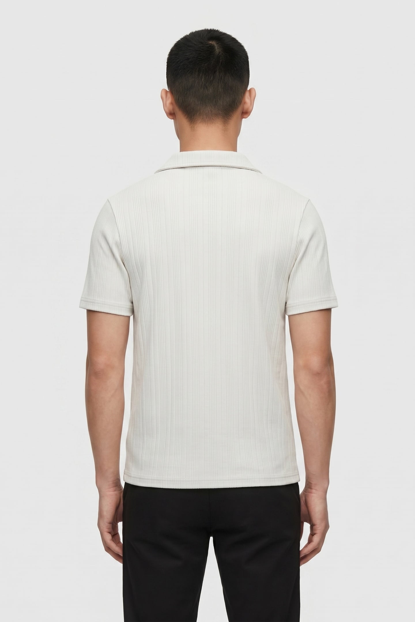 POLO REVERS SOLID VERTICAL JACQUARD STRIPES CHALK 3