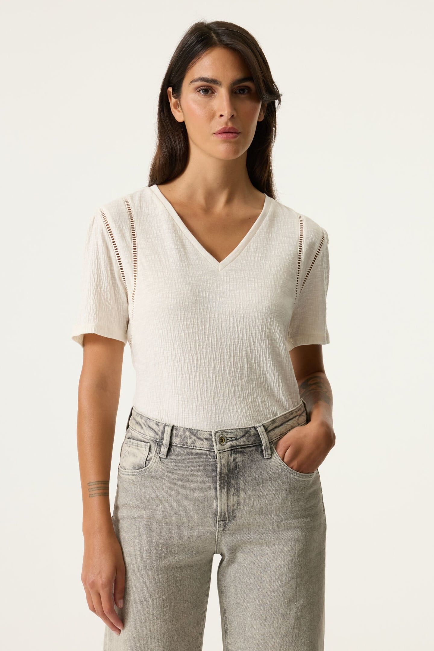 LADIES T-SHIRT SS ECRU 1