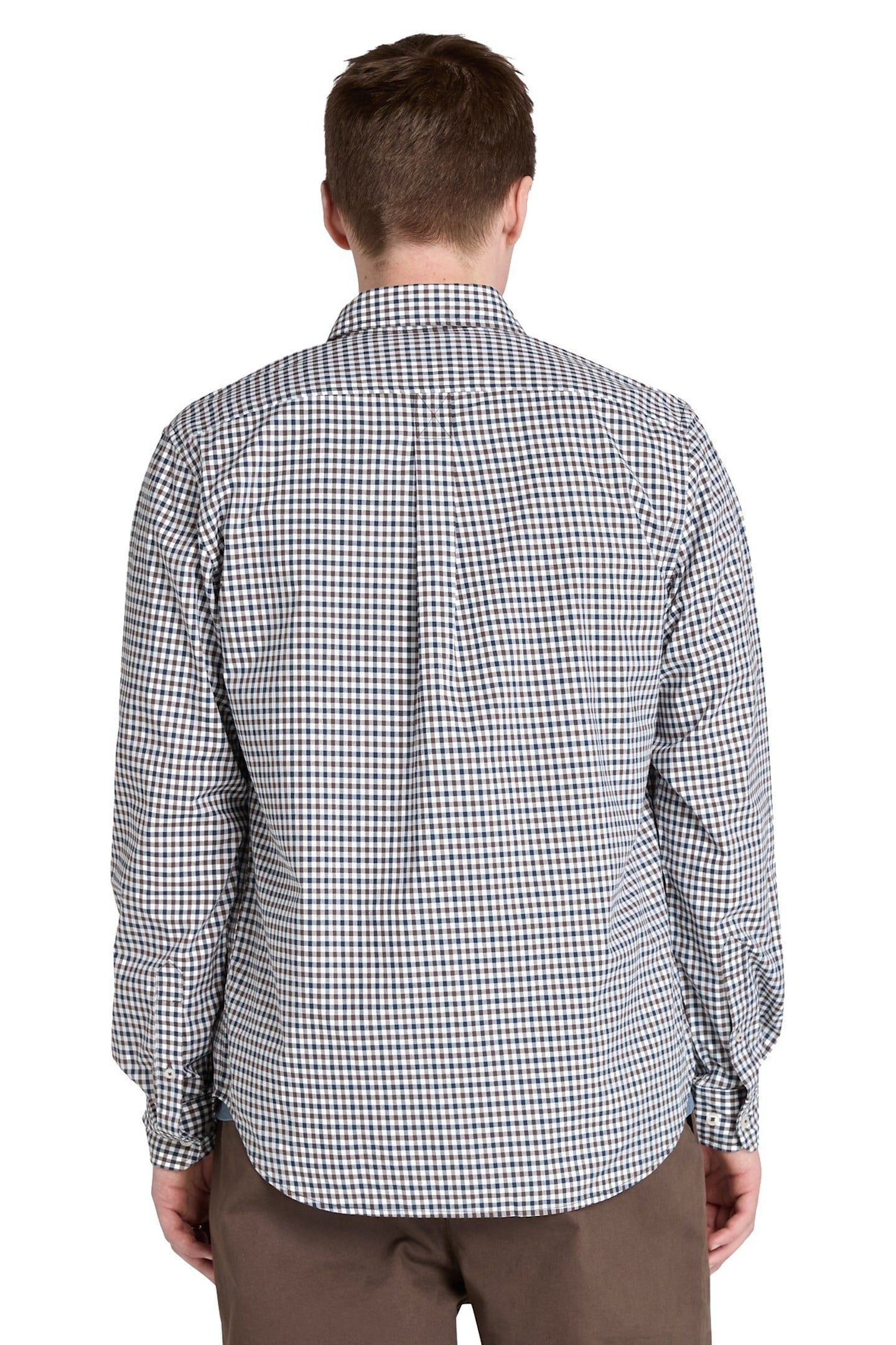 STRETCH POPLIN GINGHAM SHIRT CHOCOLATE BROWN 3