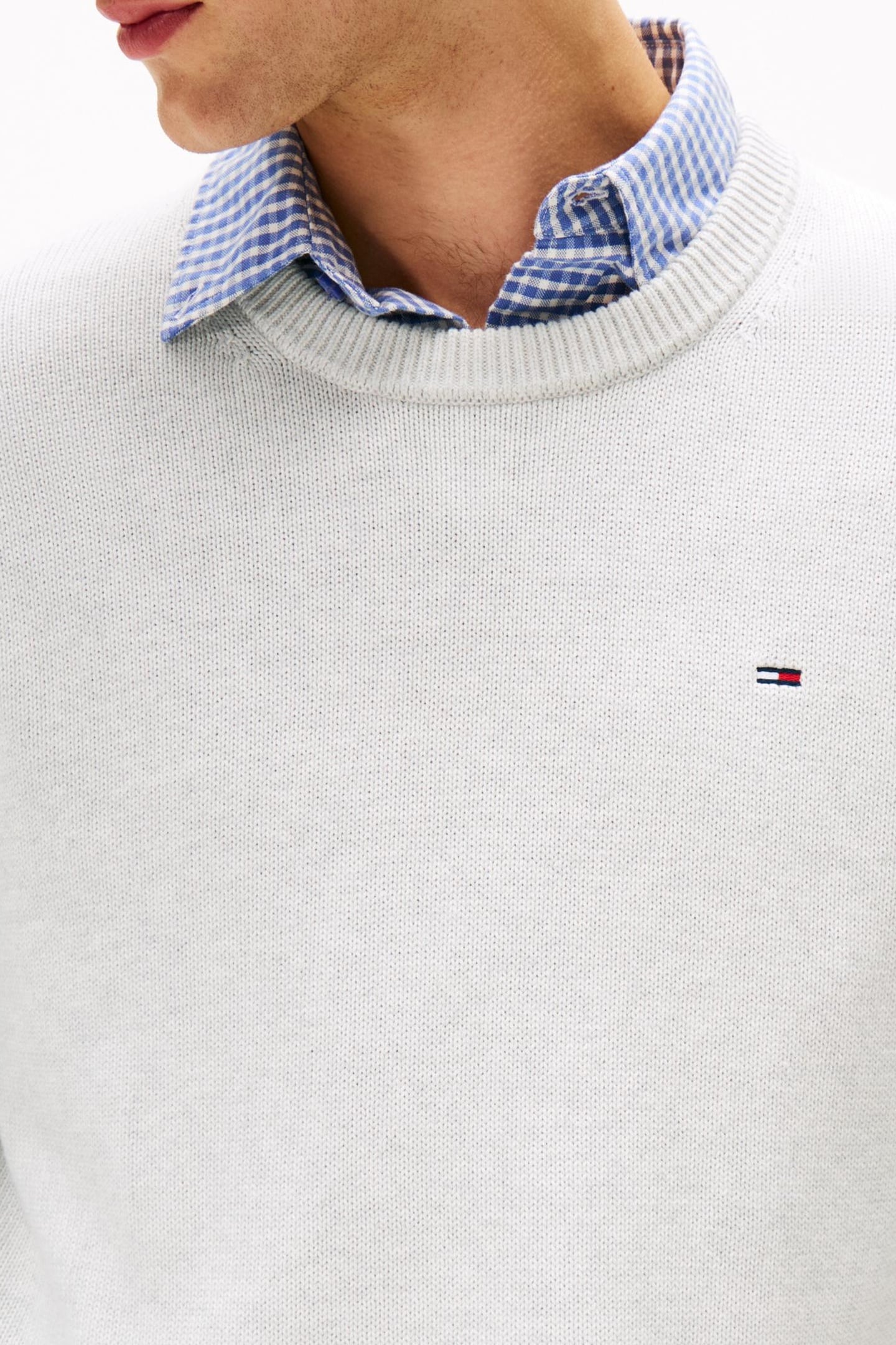 SLIM ESSENTIAL SWEATER LT GREY HTR 3