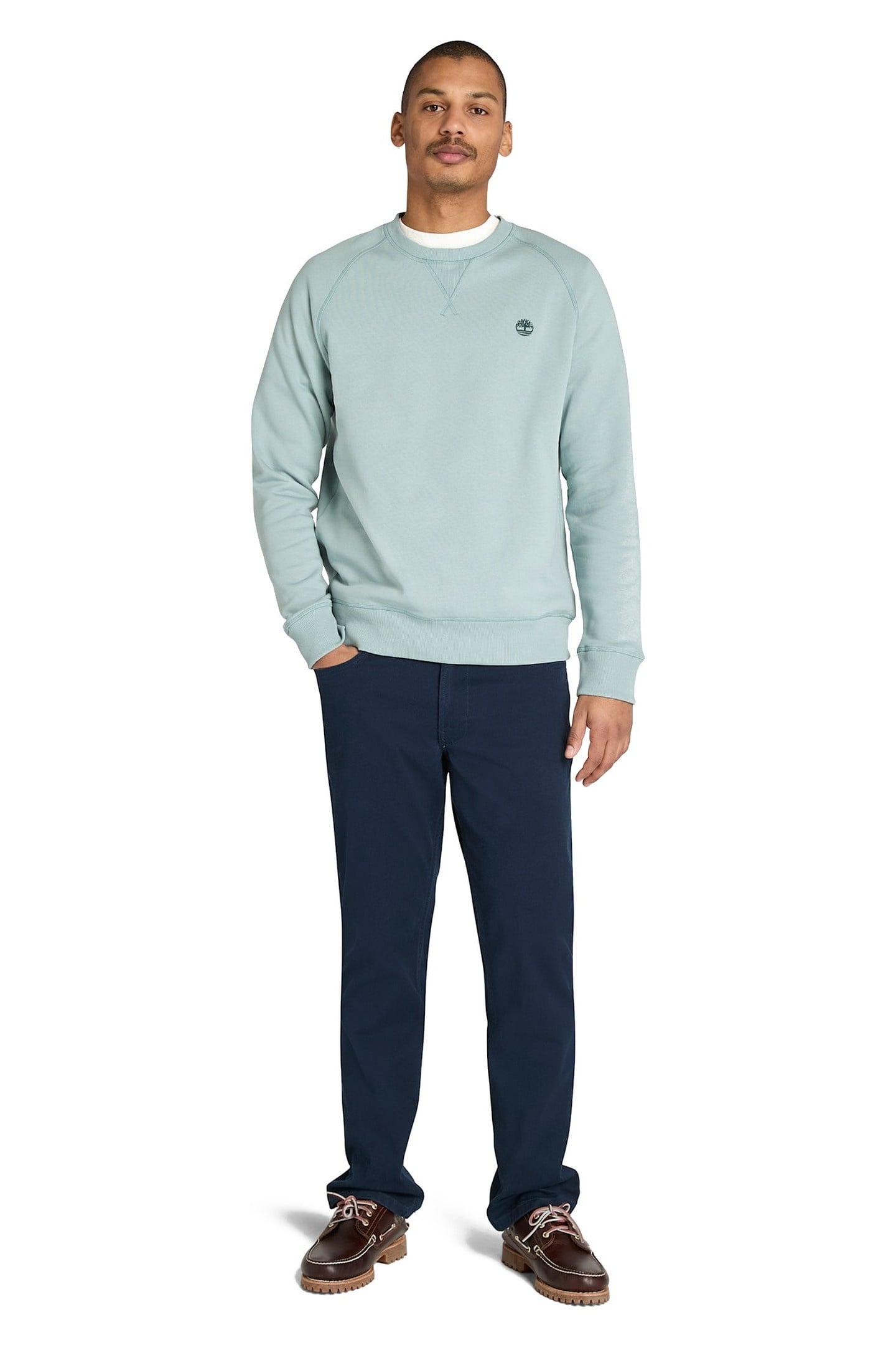 EXETER RIVER BRUSHED BACK CREW SWEATSHIRT SILVER BLUE 2