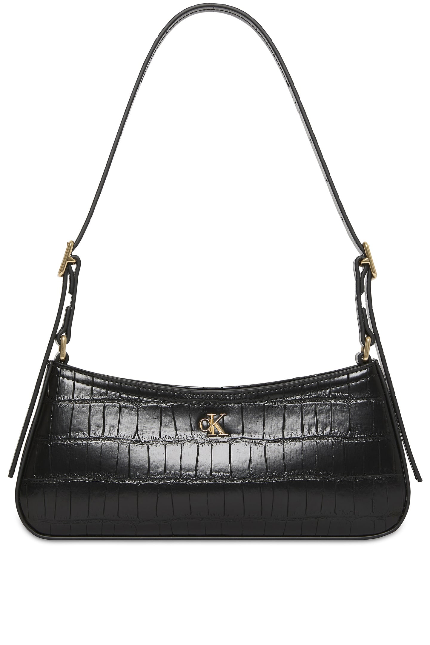 CROC SMALL SHOULDER BAG BLACK/ANTIQUE LIGHT GOLD 1