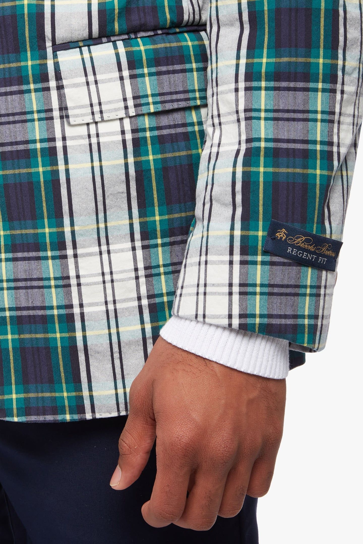 REGENT CLASSIC-FIT MADRAS SPORT COAT OPEN GREEN 5