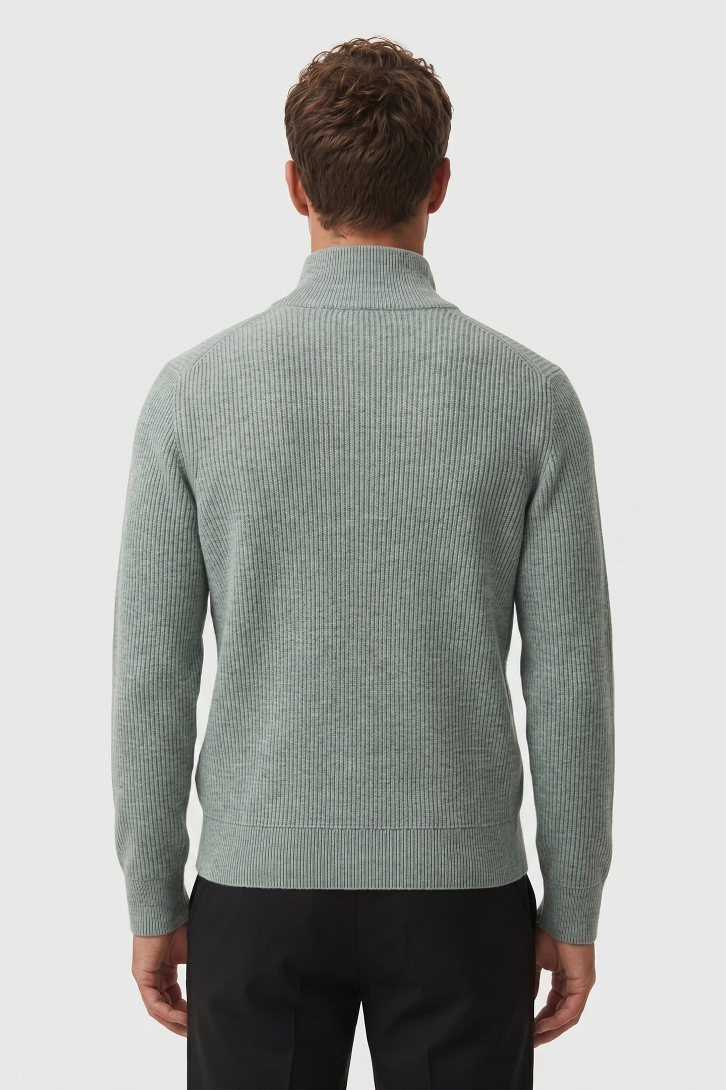 LS RIBBED QUARTER ZIP SWEATER AUTUMN GREEN 2