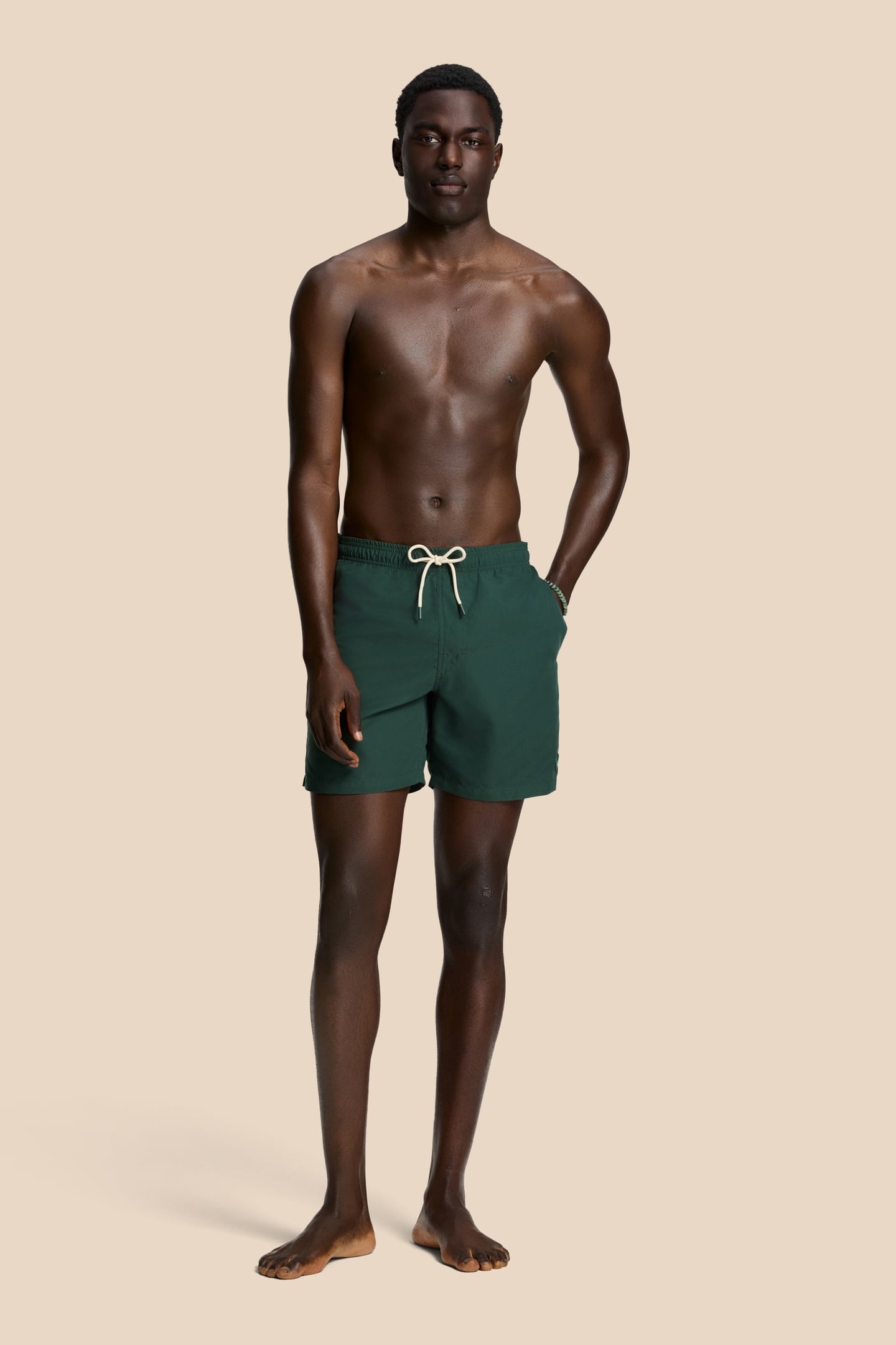 MEN MIKE SWIM SHORTS 7 INCH SOLID GREEN LEAF 1