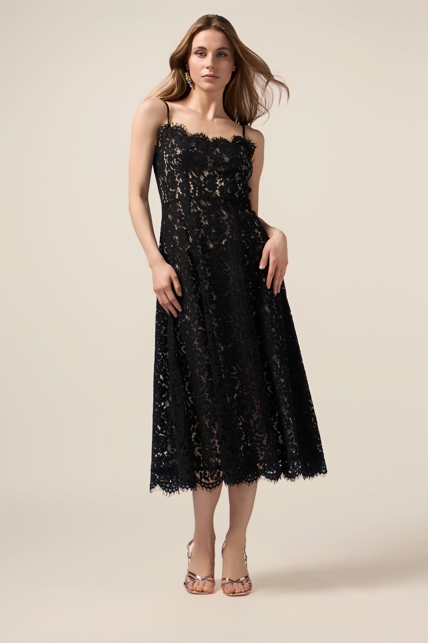 LACE MIDI DRESS BLACK 1