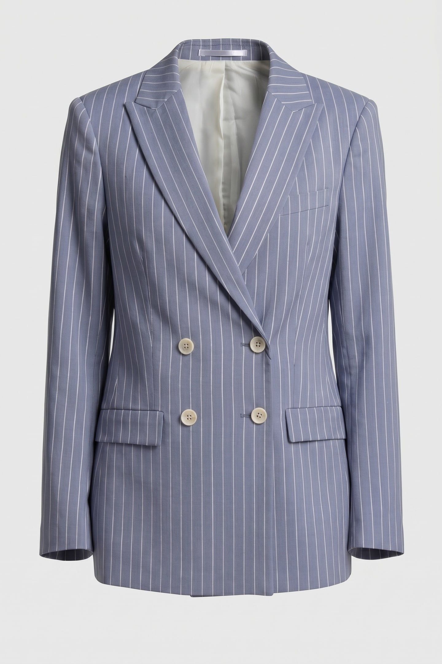 PINSTRIPE LINEN BLEND DOUBLE-BREASTED BLAZER LIGHT BLUE 3
