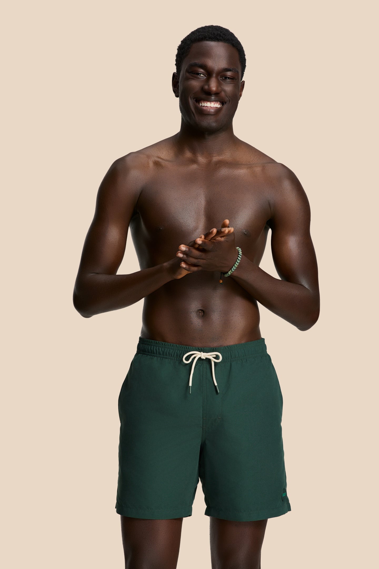MEN MIKE SWIM SHORTS 7 INCH SOLID GREEN LEAF 2