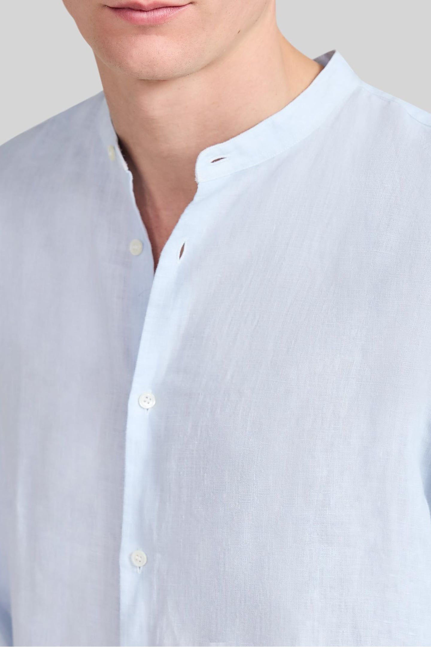 SKY PURE LINEN REGULAR SHIRT WITH MANDARIN COLLAR 5