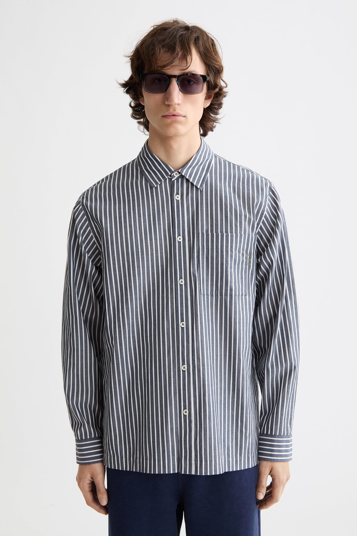 STRIPED RELAXED-FIT POPLIN SHIRT SKY CAPTAIN STRIPES 1
