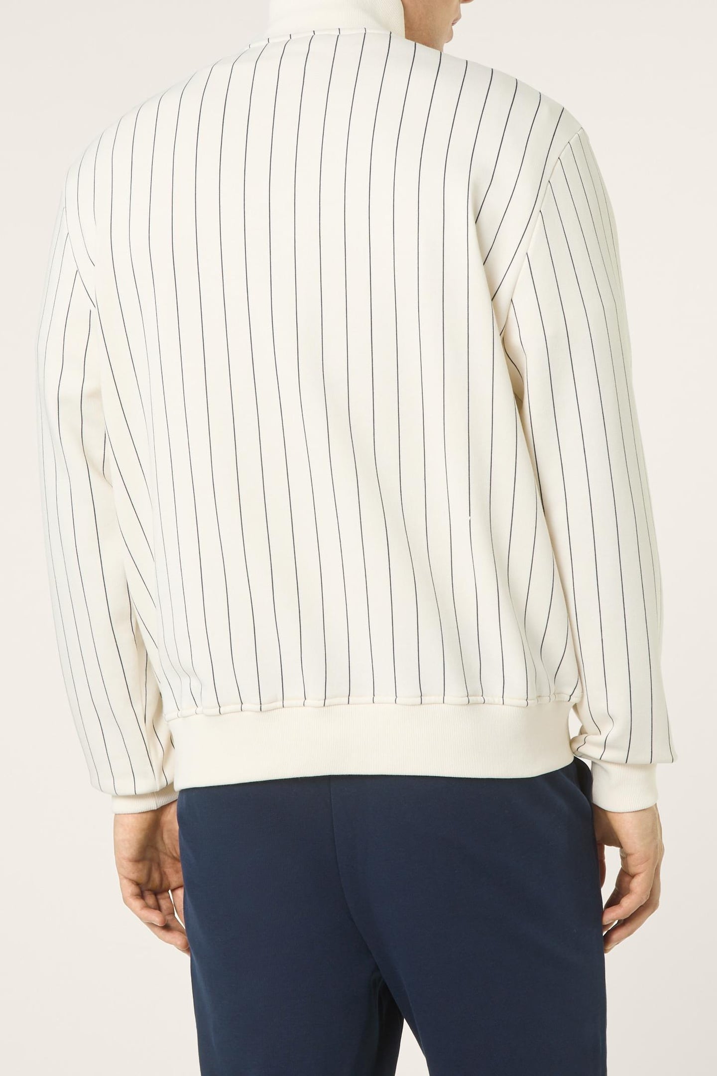 STATUTO LOOSE PINSTRIPED HALF ZIP SWEATSHIRT EGRET / BLACK I 3
