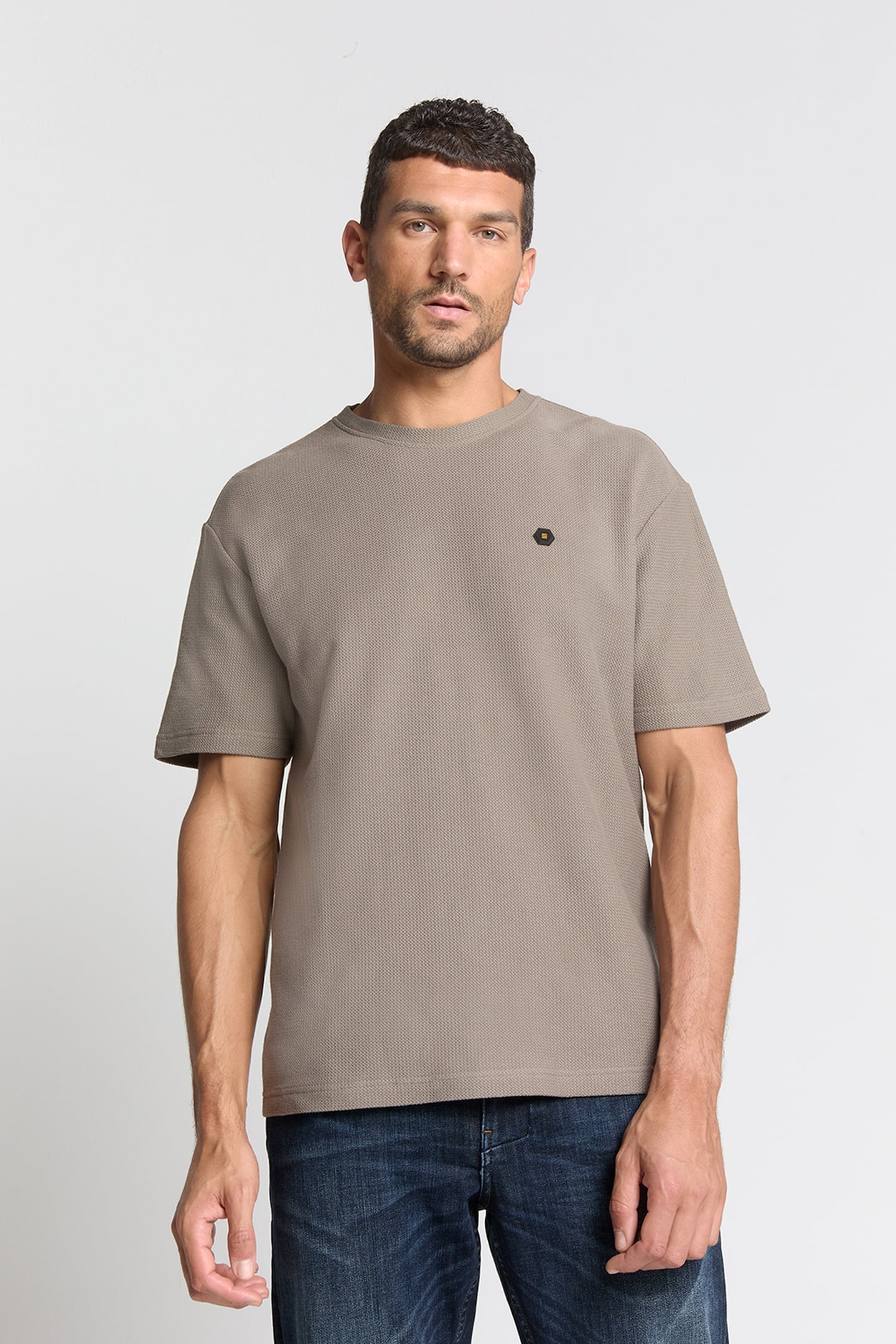 T-SHIRT CREWNECK SOLID JACQUARD CLAY 2