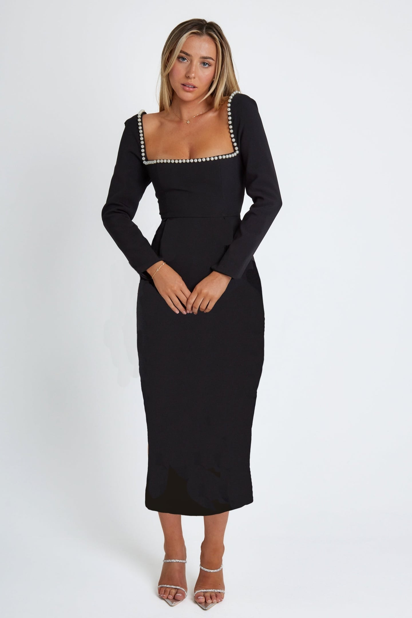 PEARL MIDI DRESS BLACK 1
