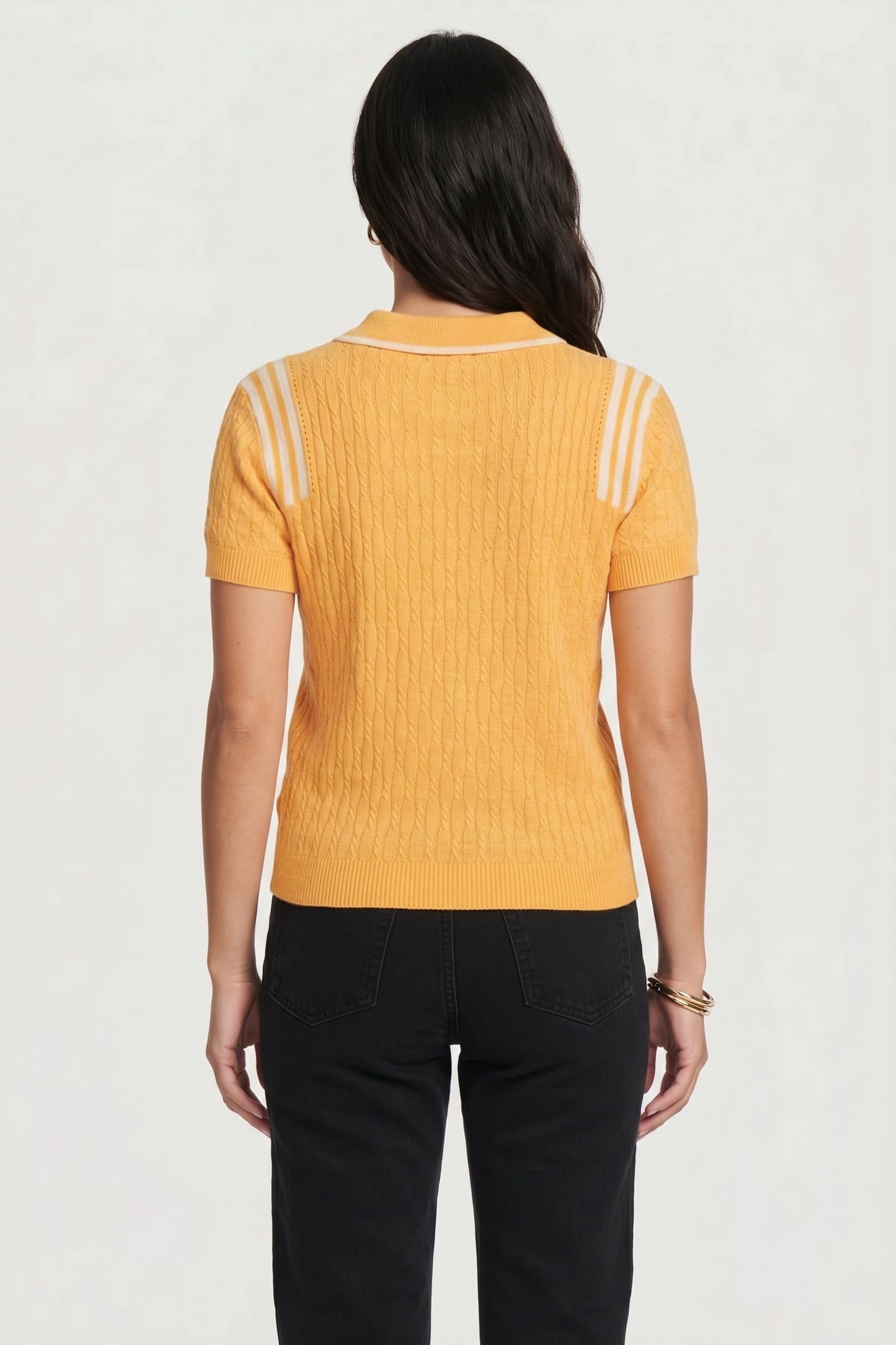 SHORT SLEEVE OPEN NECK COTTON POLO YELLOW 2