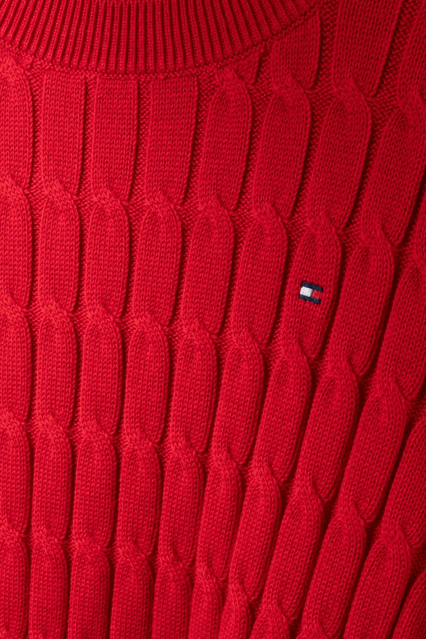 COTTON CABLE MID CREW NECK PRIMARY RED 4