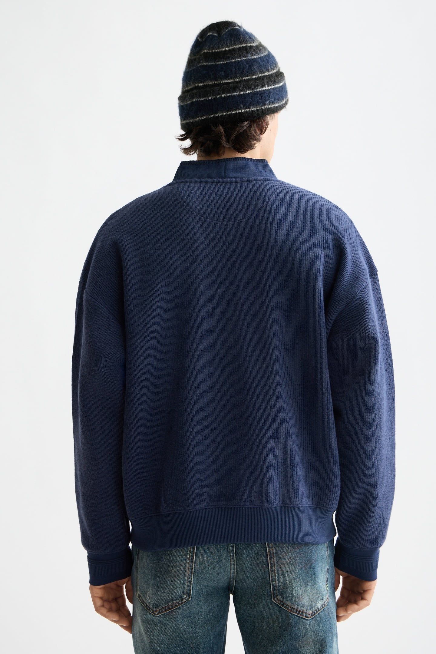 LOOSE FIT BUTTON DOWN SWEATSHIRT PEACOAT 2