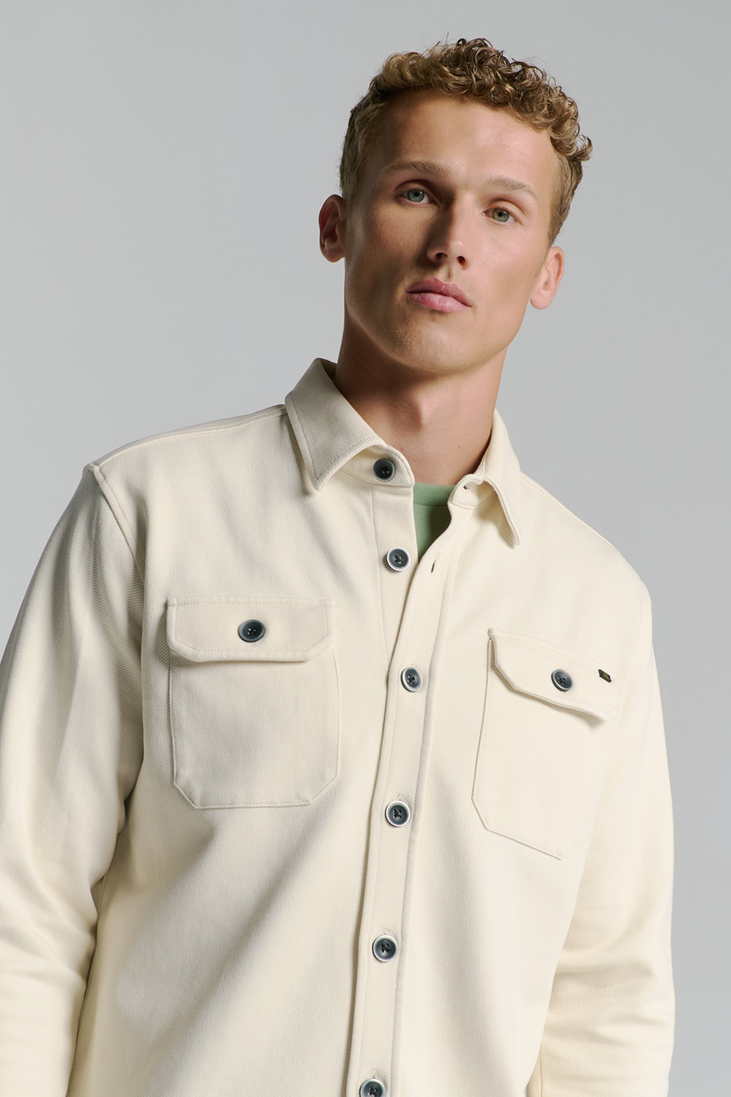 OVERSHIRT BUTTON CLOSURE SWEAT CHALK 2