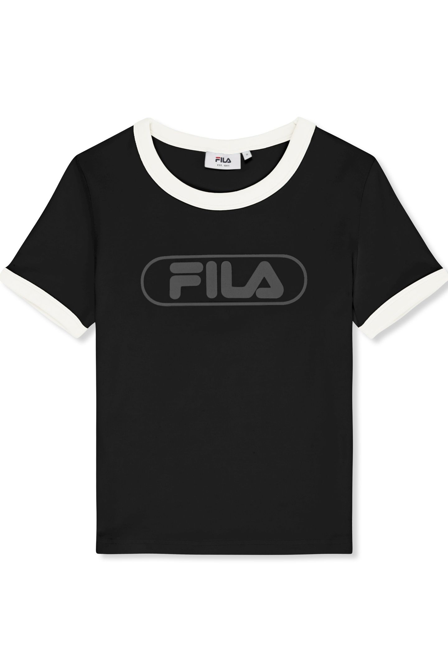 CERCINA SLIM LOGO RINGER BABY TEE BLACK-BRIGHT WHITE 4