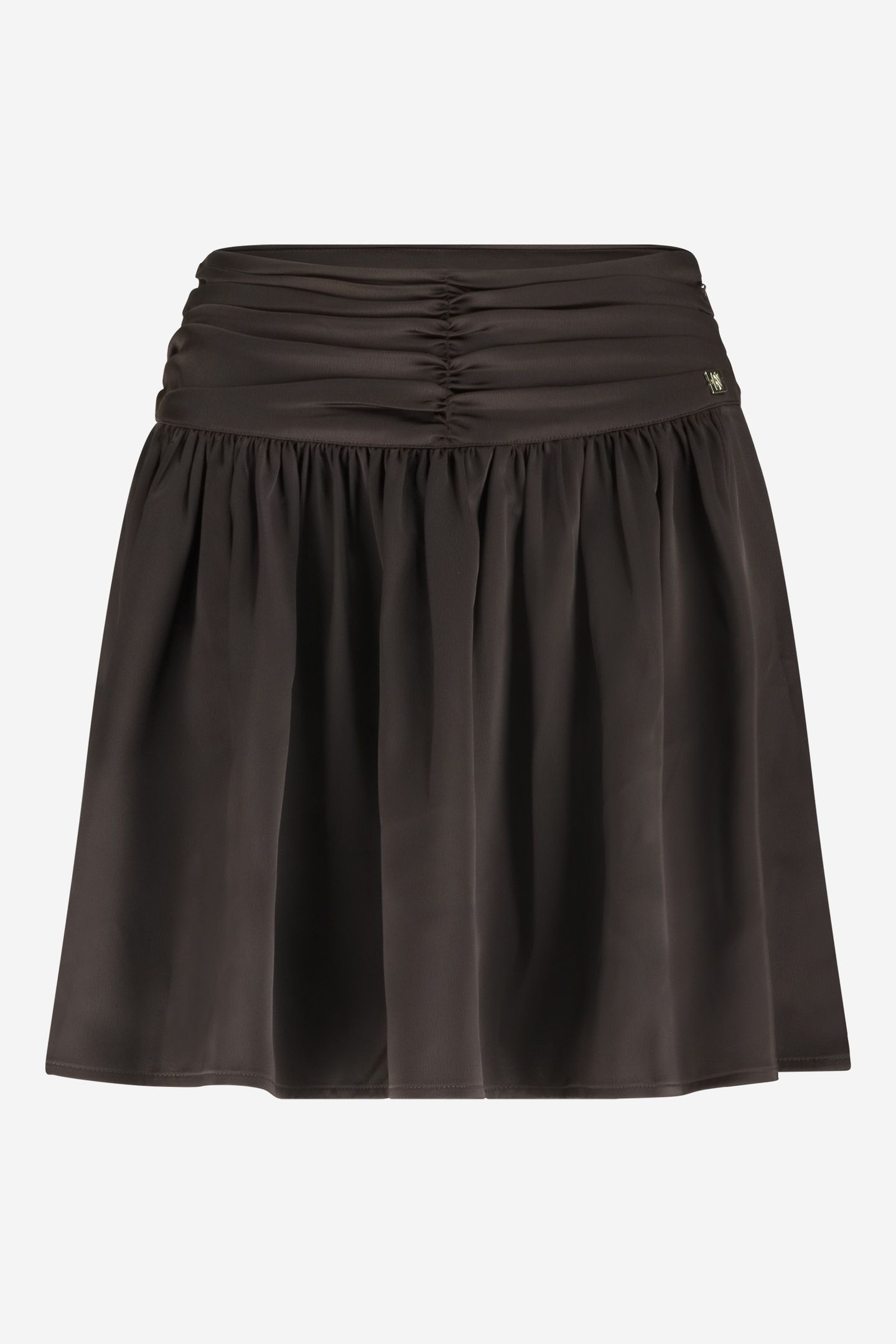 CHIOS SATIN SKIRT DARK BROWN 1