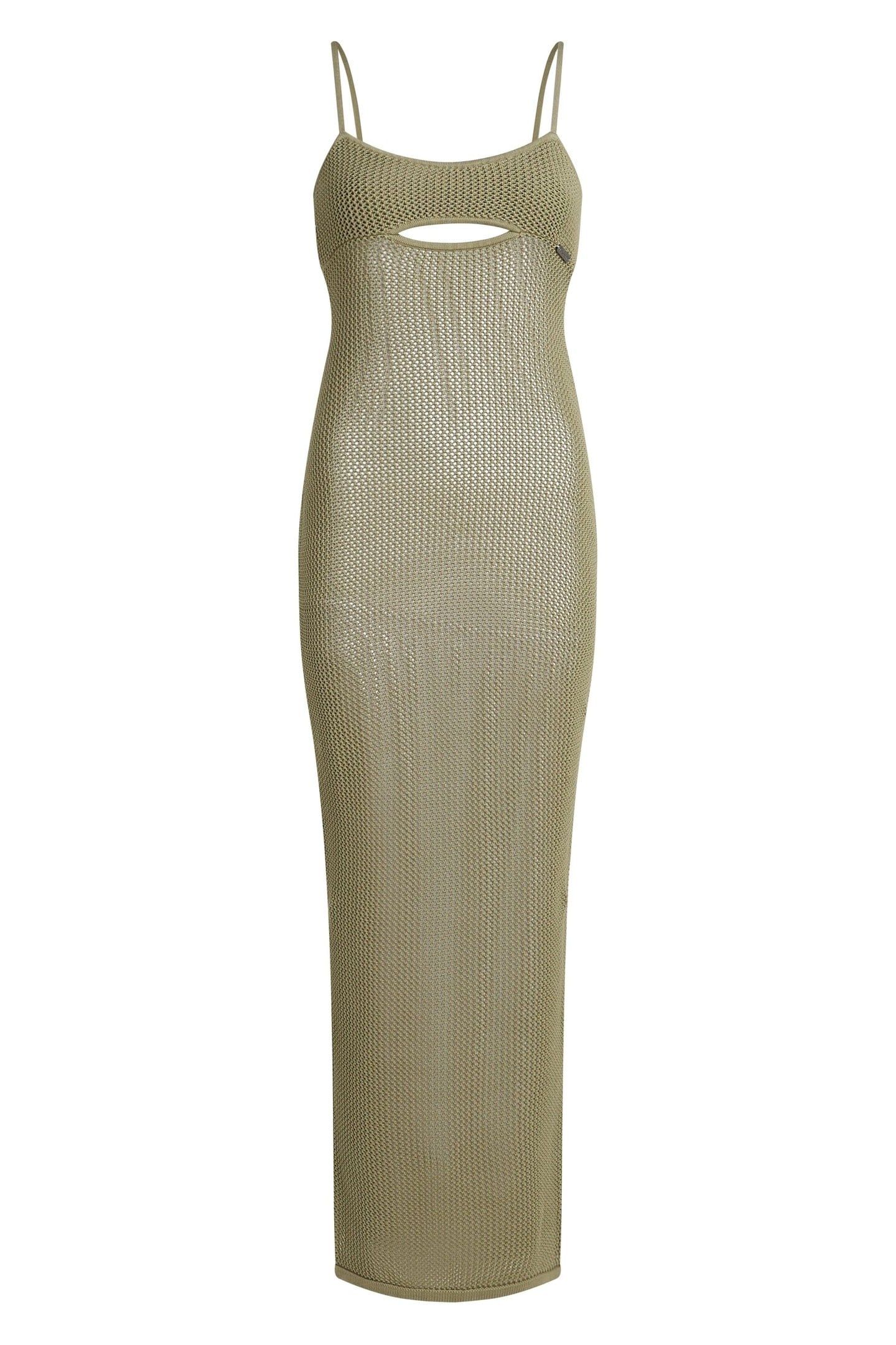 CROCHET MAXI BEACH DRESS OIL GREEN 3