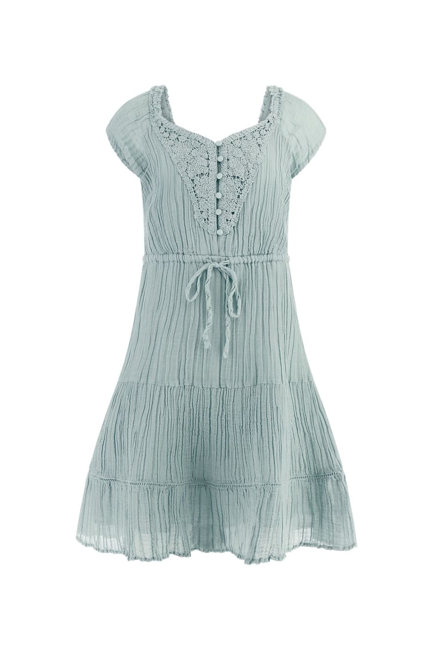 GUESS ECO SL CIEL GAUZE DRESS SEAFOAM MIST MULTI 5