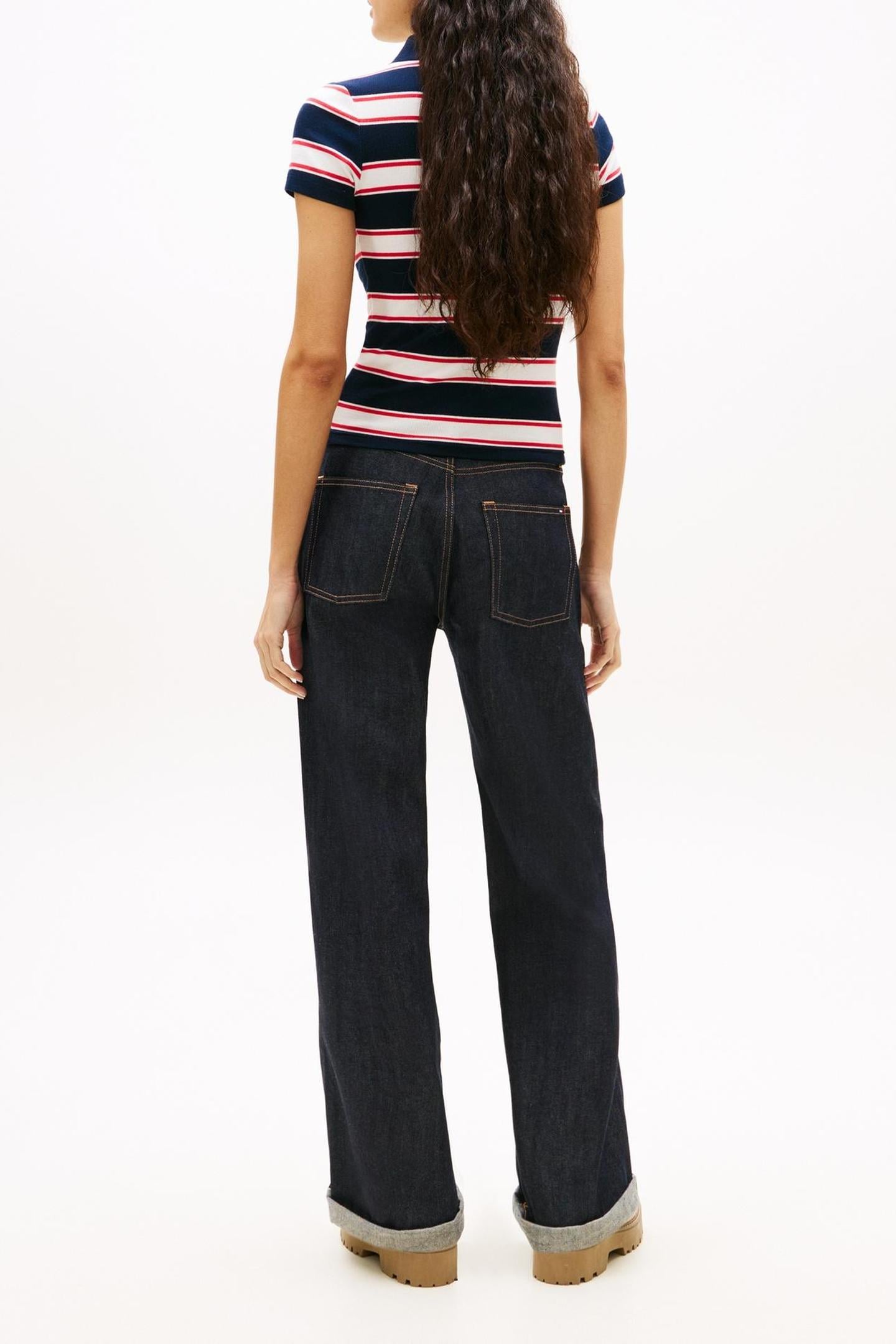 TJW SLIM RIB SS POLO DARK NIGHT NAVY/MULTI STRIPE 4