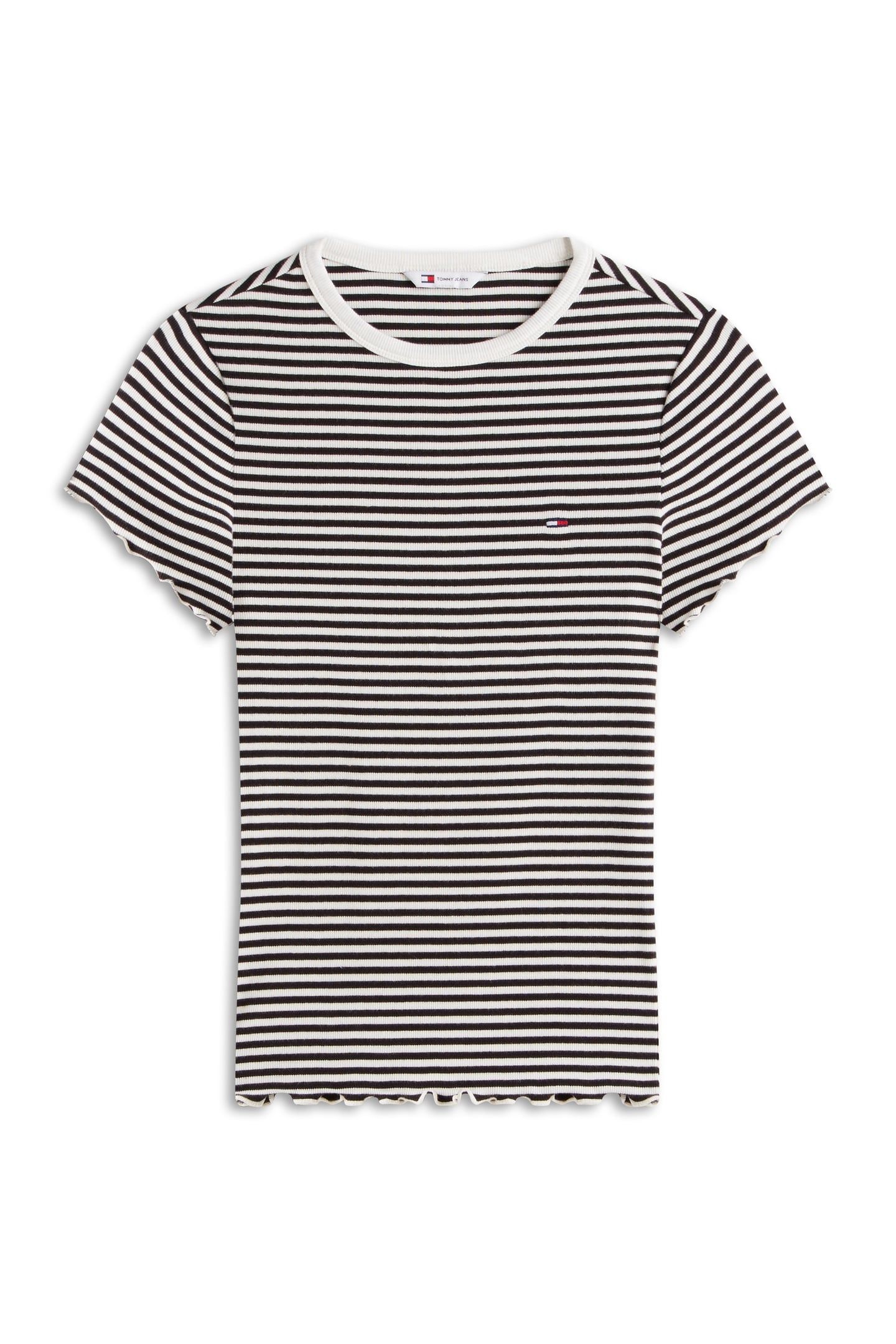 TJW SLIM LETTUCE EDGE T-SHIRT BLACK/ECRU STRIPE 4