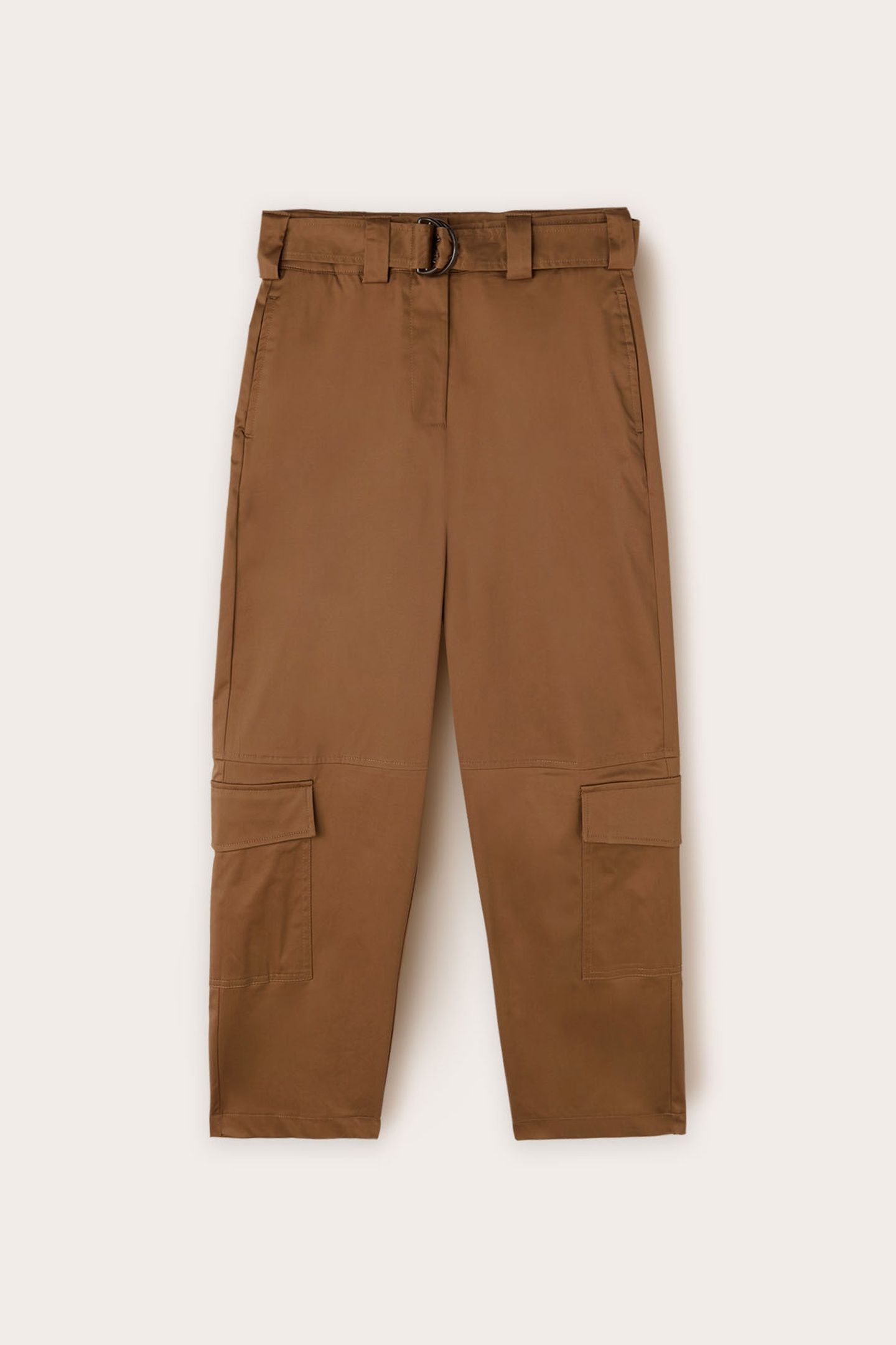 SATIN CARGO TROUSERS BROWN 4