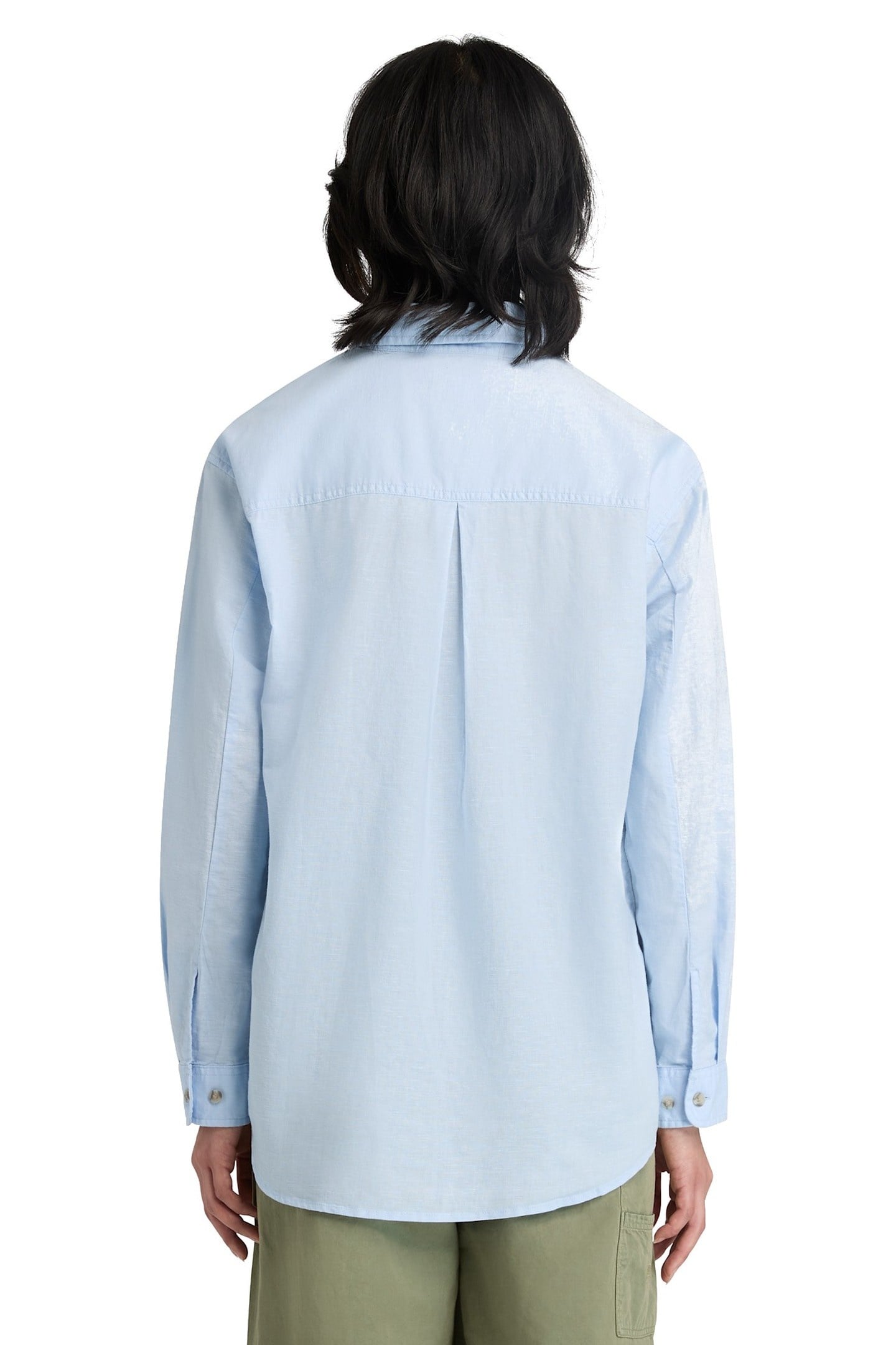 LINEN BLEND LONG-SLEEVE SHIRT MEDIUM BLUE 2