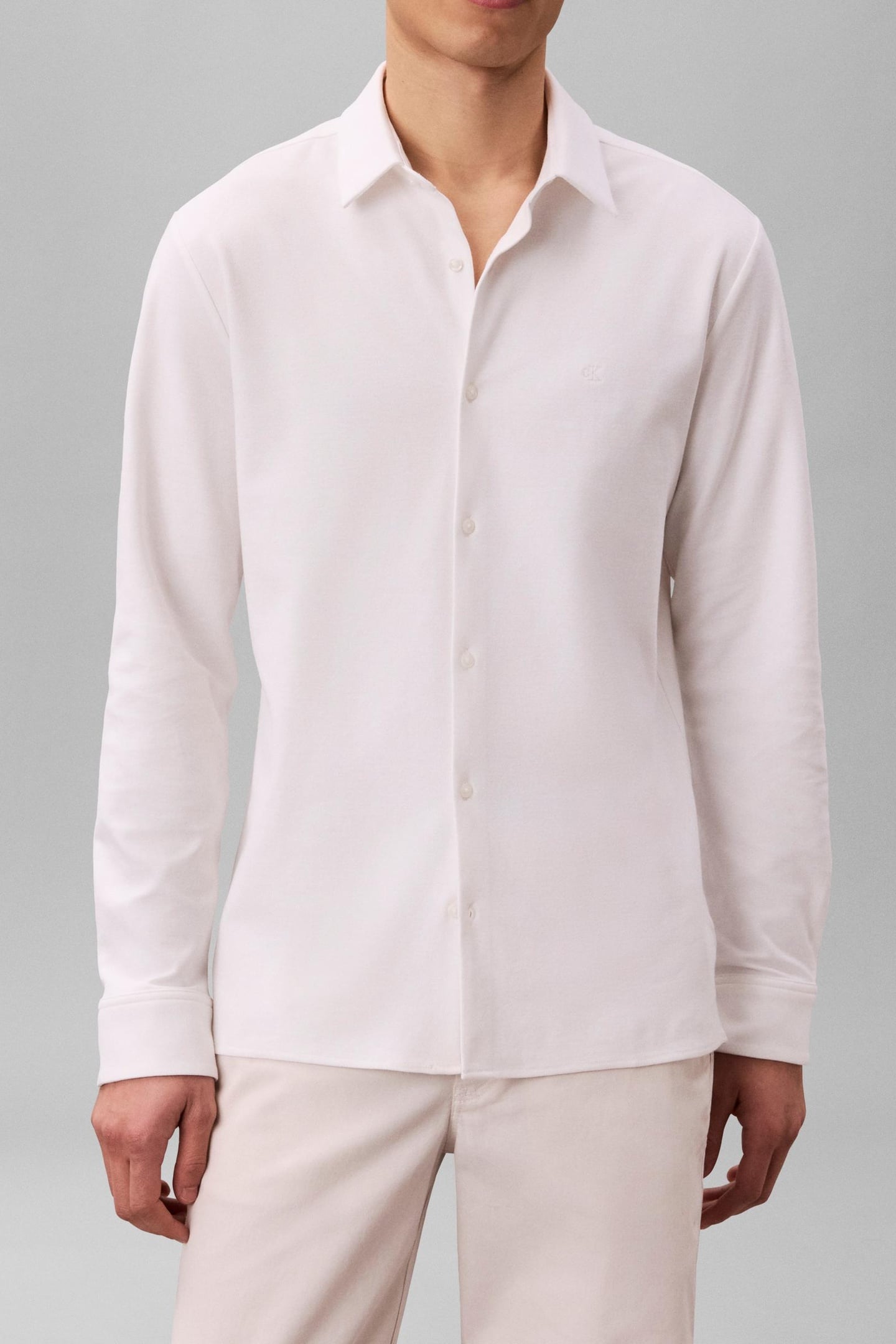 LS CASUAL PIQUE SLIM SHIRT BRILLIANT WHITE 1