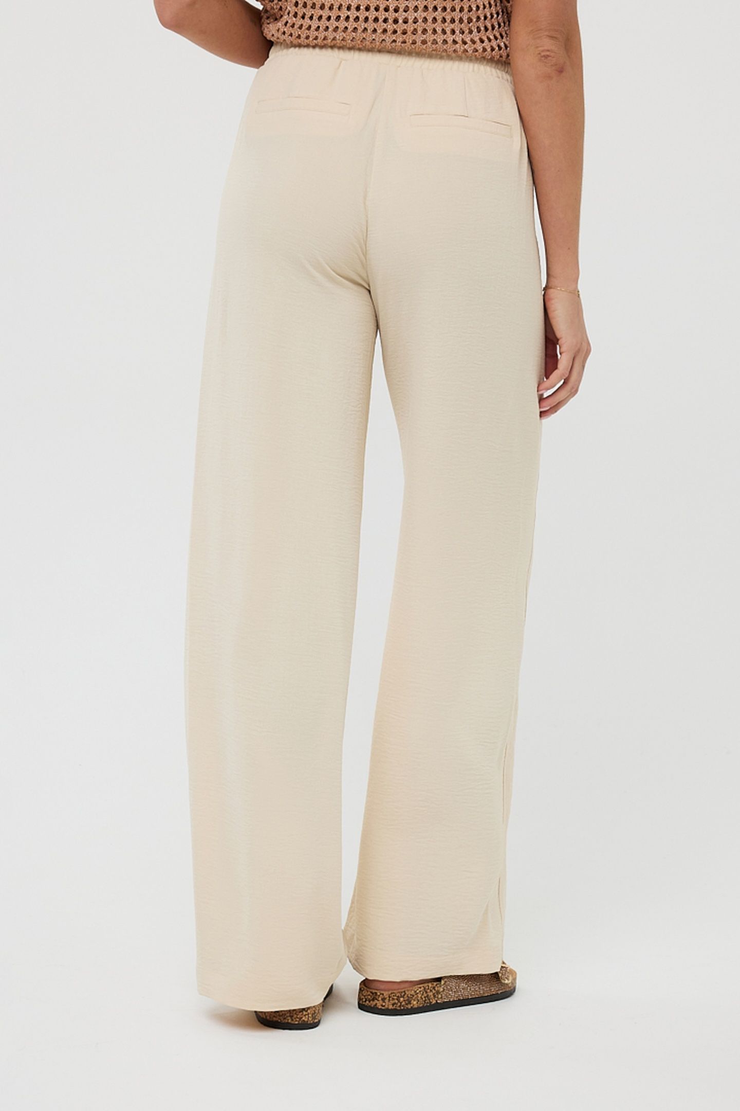 TROUSERS WIDE ELASTIC CRINKLE SAND 3
