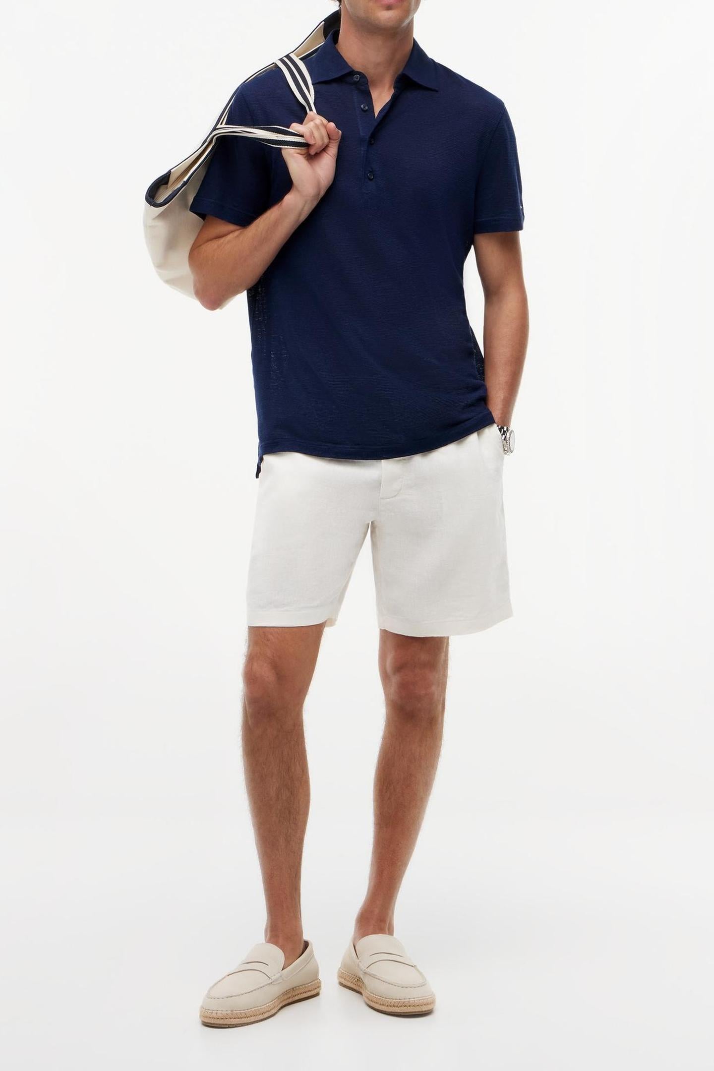DC SPREAD COLLAR LINEN POLO NAVY IRIS 3