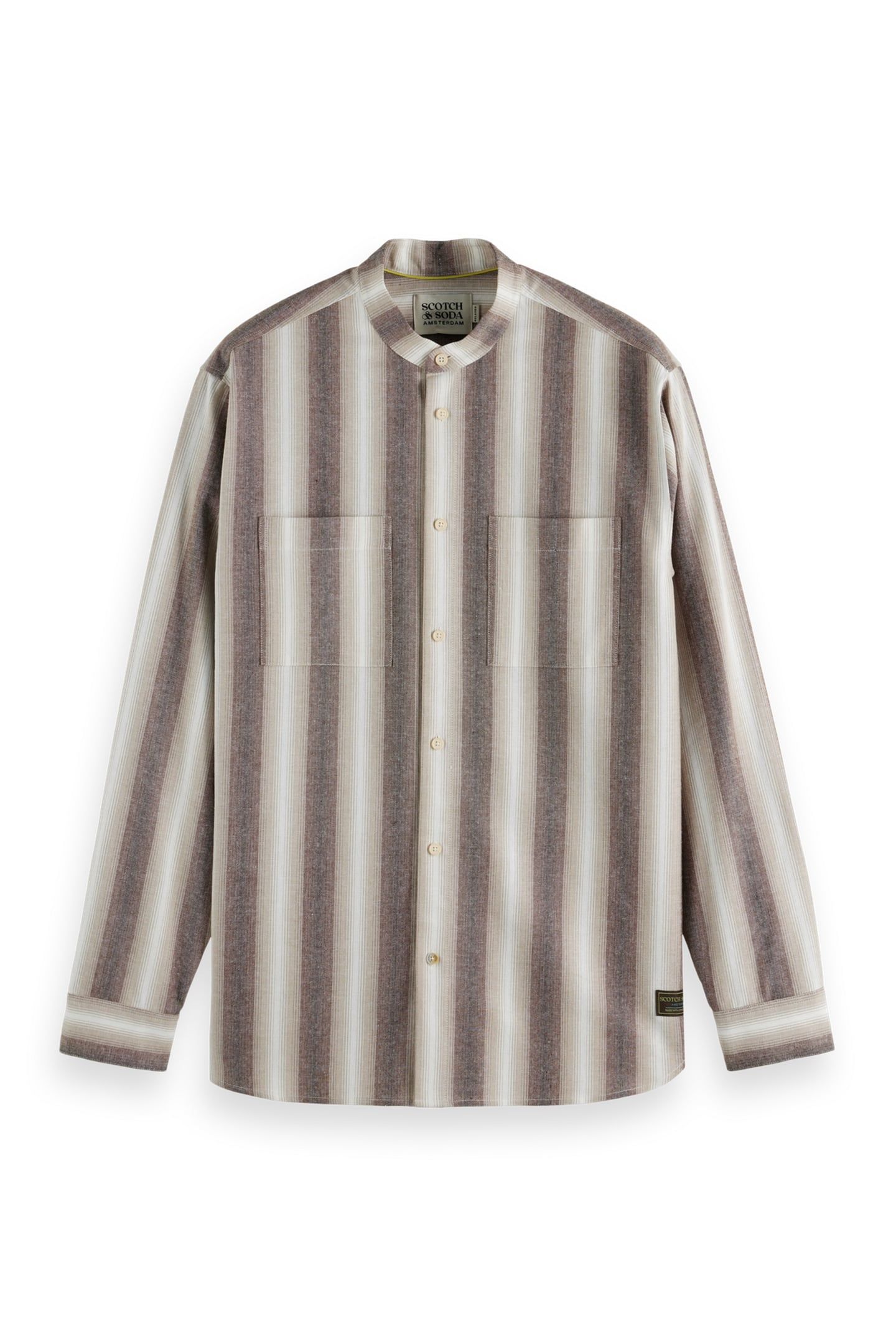 SHADOW-STRIPED COTTON SHIRT PLAZA TAUPE SHADOW STRIPE 1