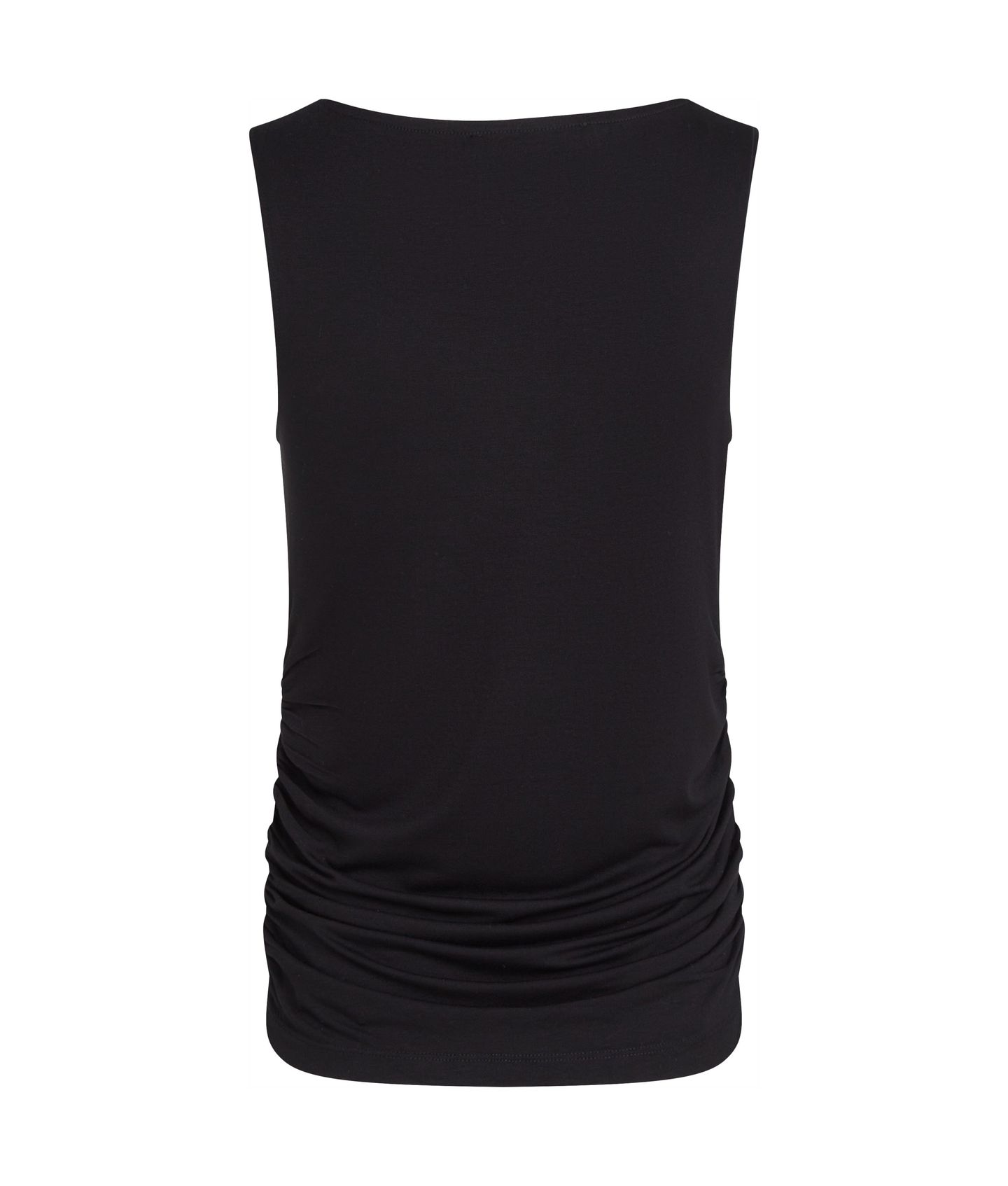 BOAT NECK RUCHED DETAIL TOP BLACK 2