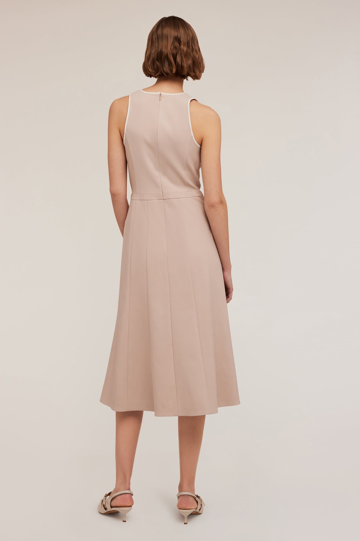 FLARE DRESS WITH INSERT BEIGE 2